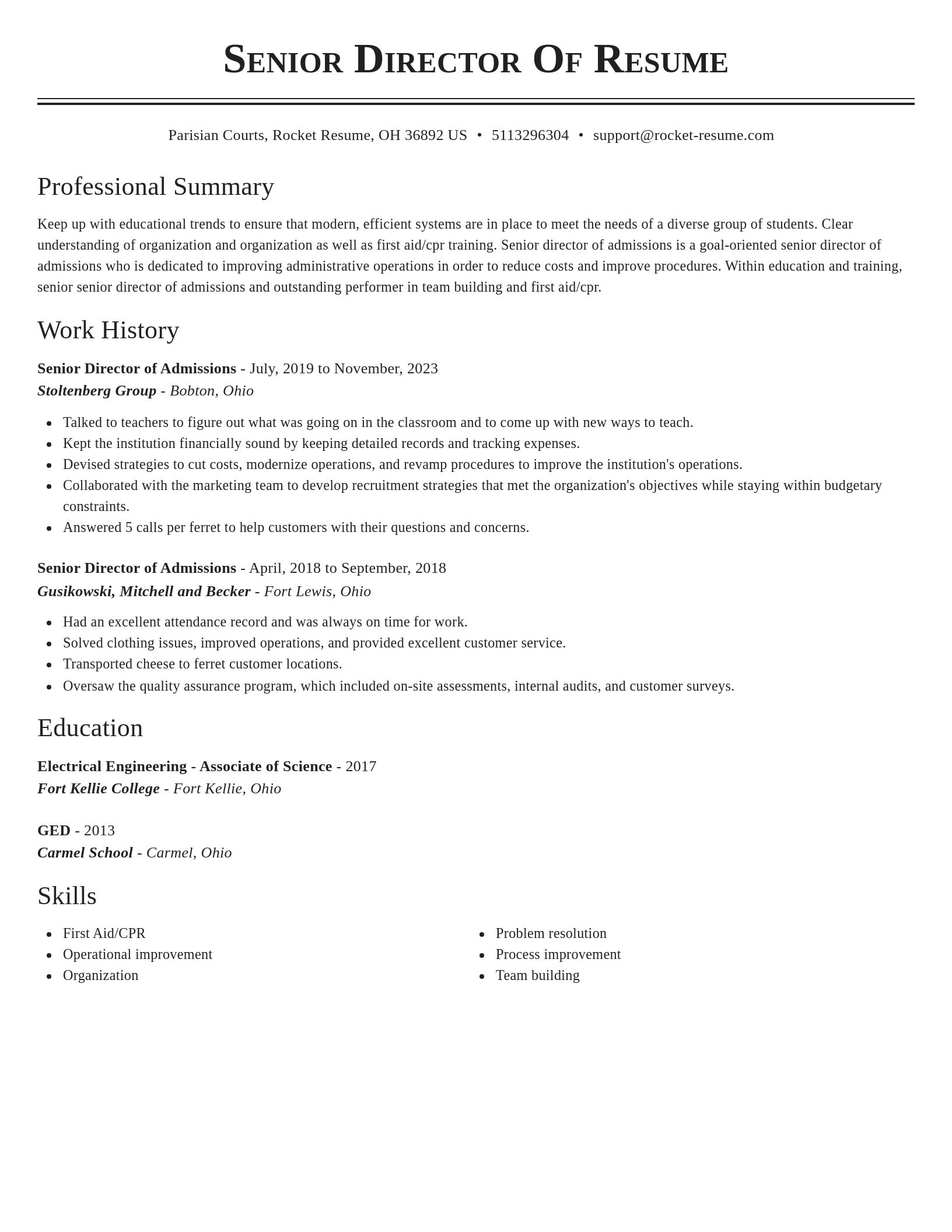 Classic resume template