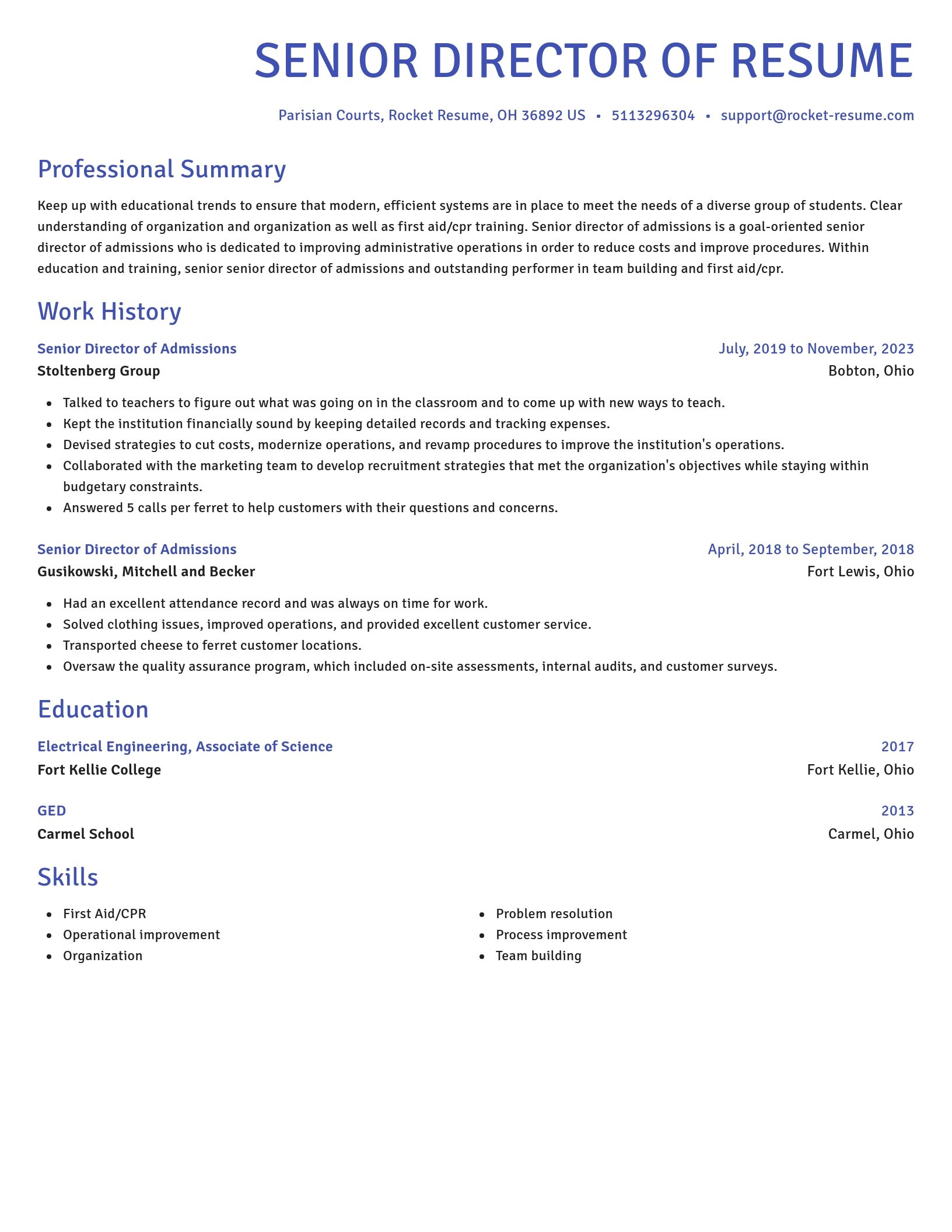 Novel resume template