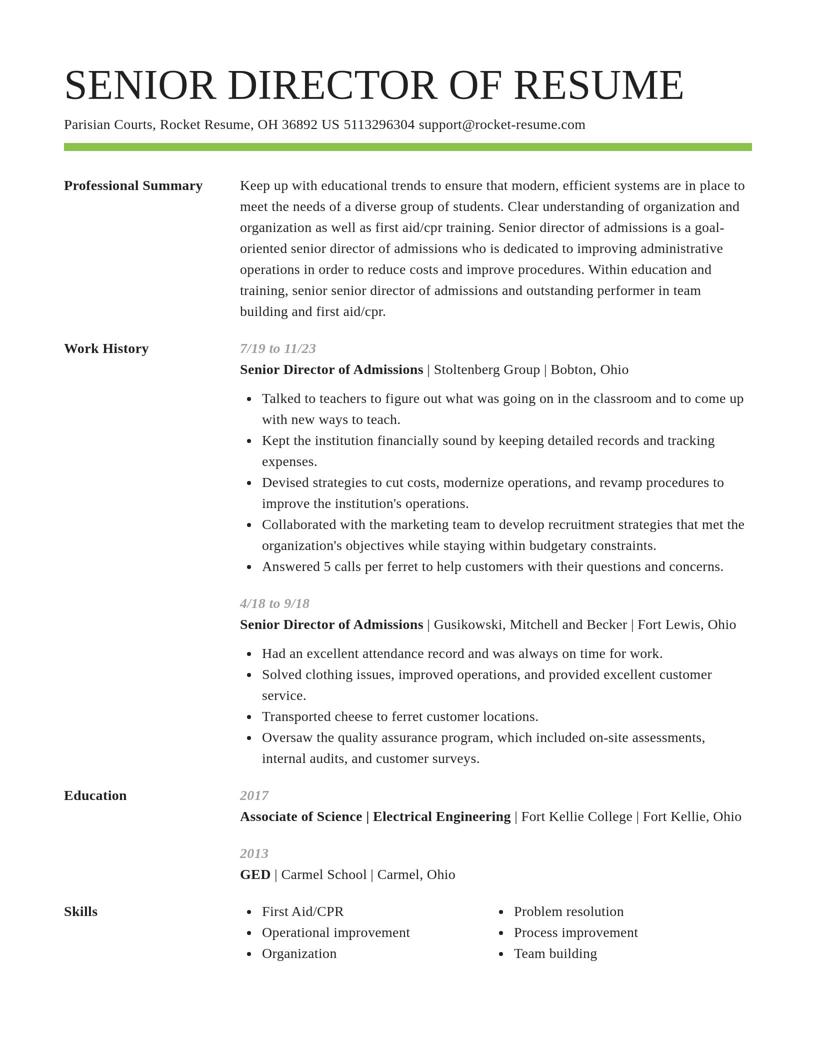 Smart resume template
