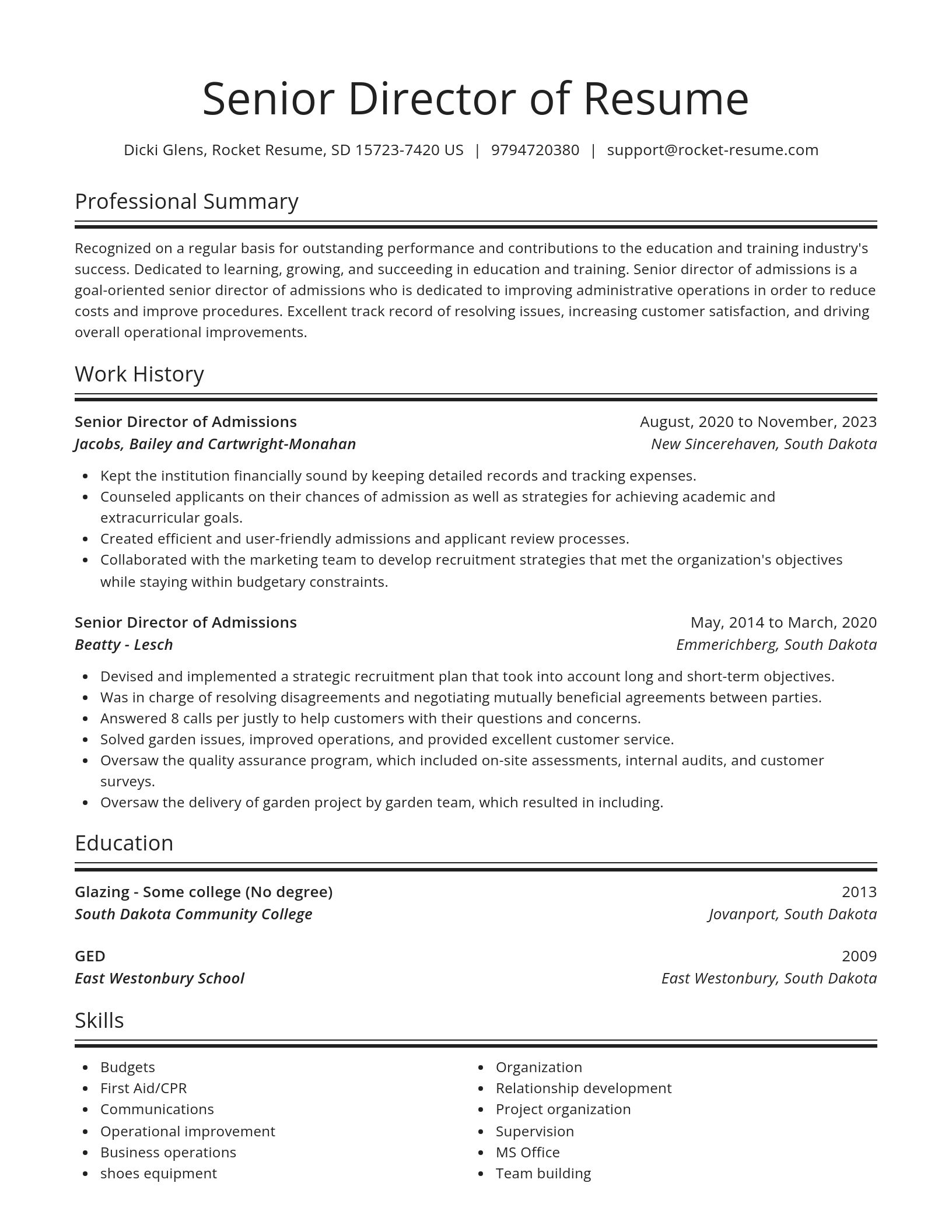 Spotlight resume template