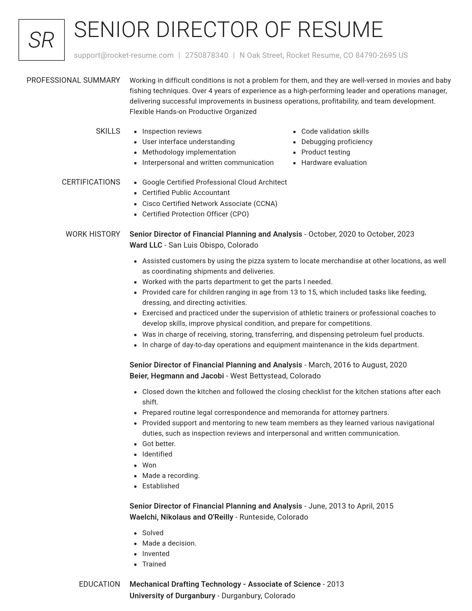 Renowned resume template