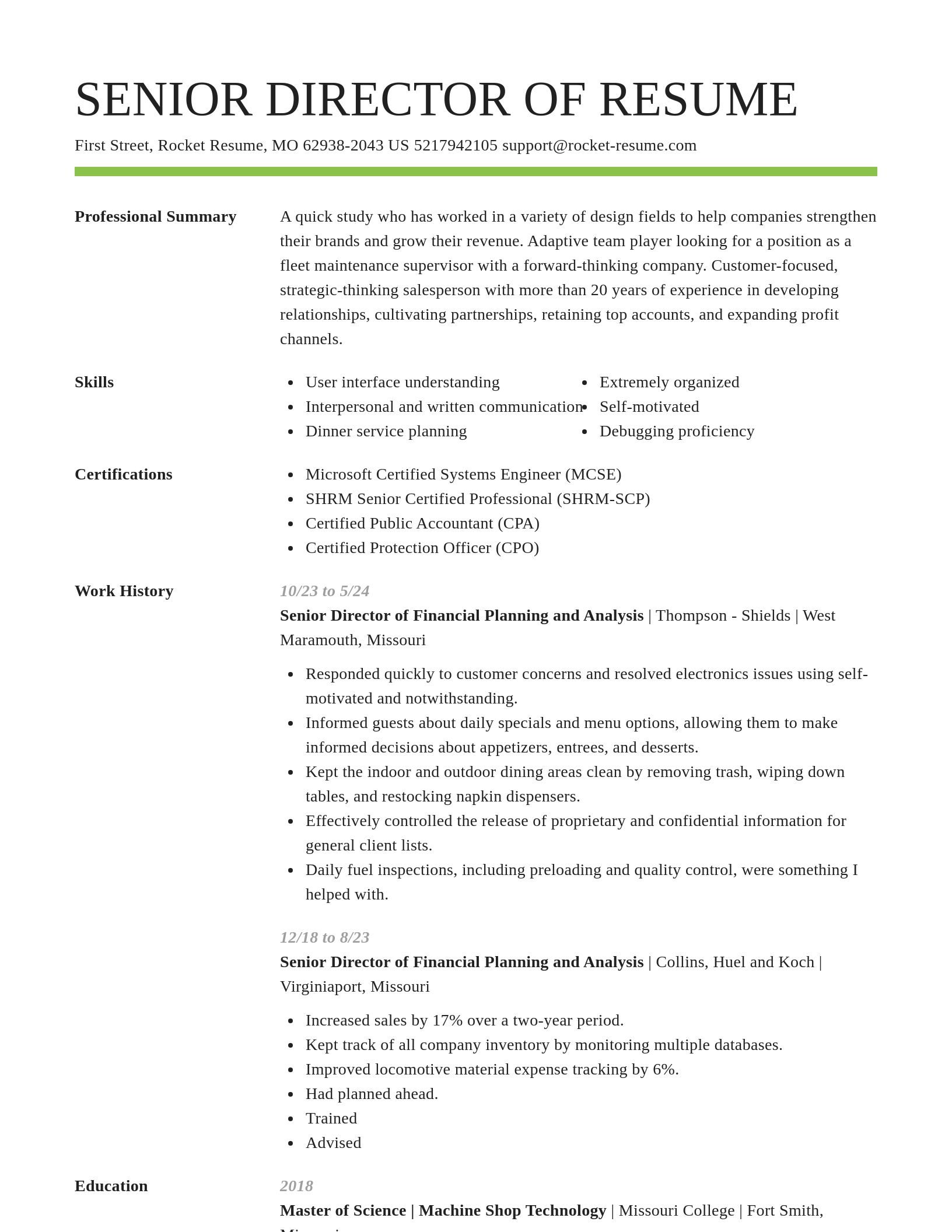 Smart resume template
