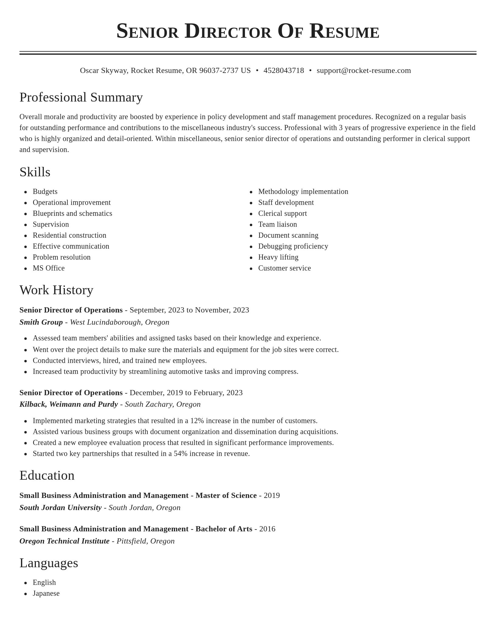 Classic resume template