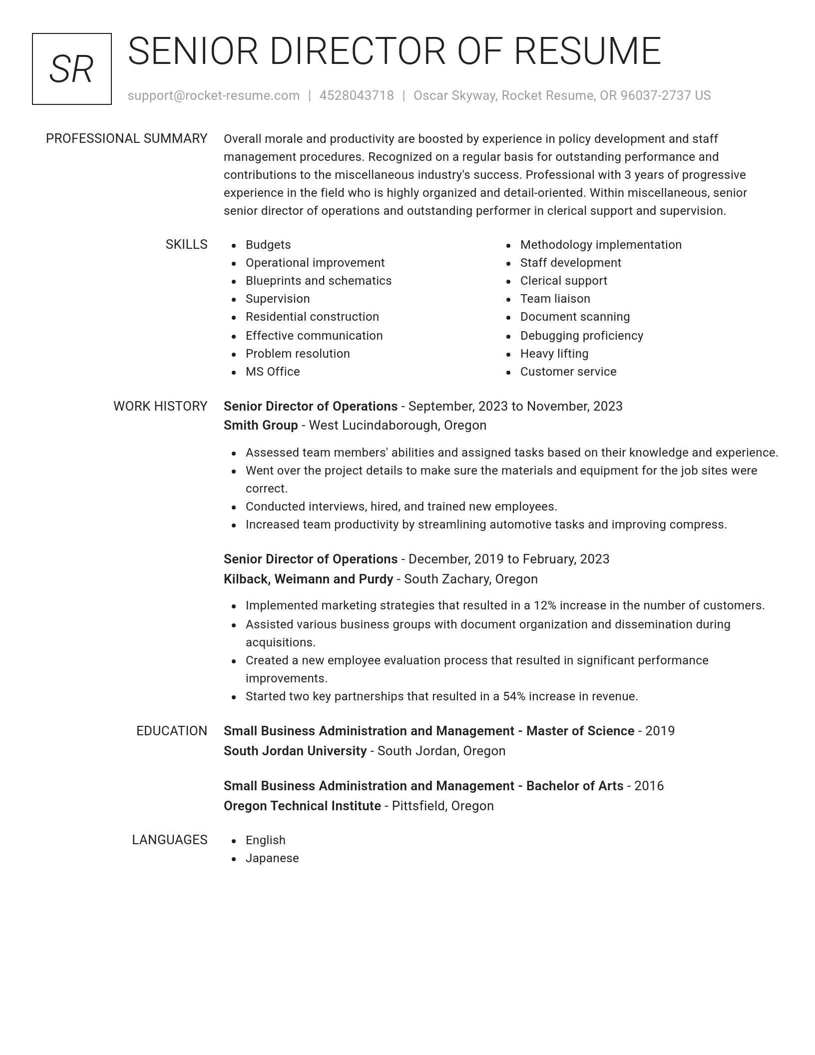 Renowned resume template