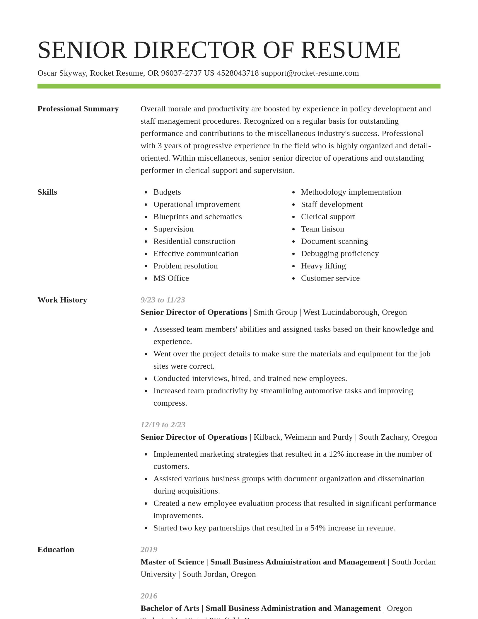 Smart resume template