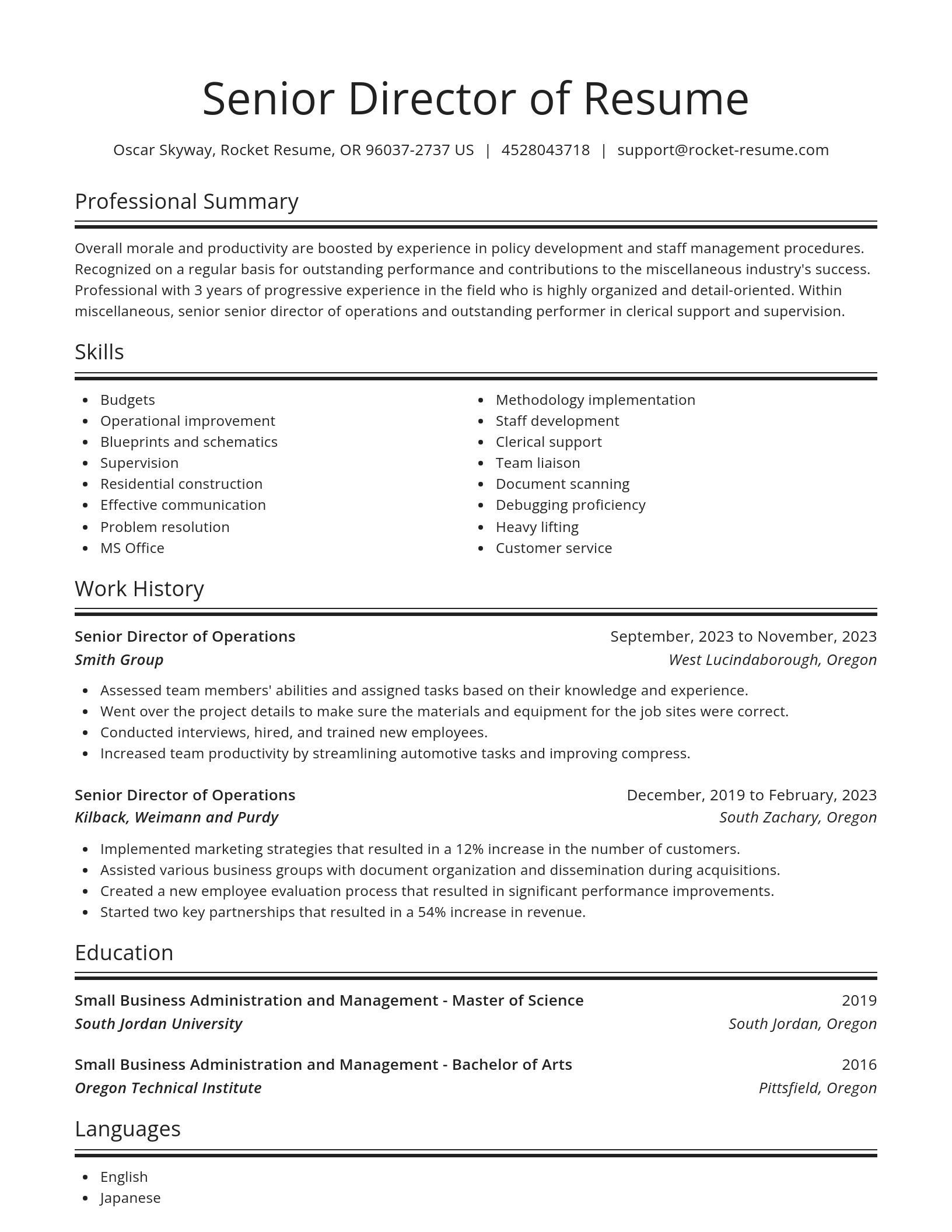 Spotlight resume template