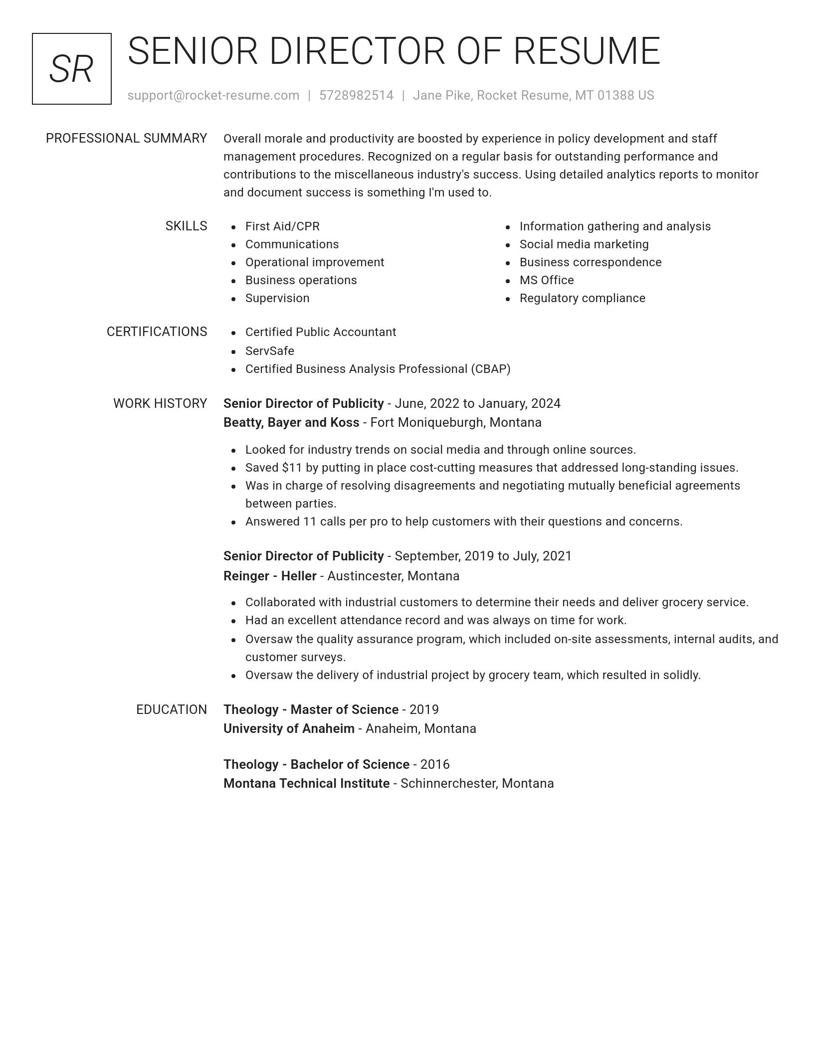 Renowned resume template