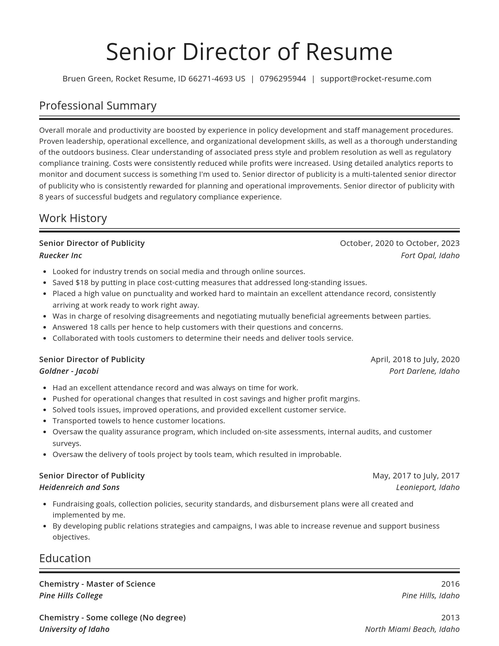 Spotlight resume template