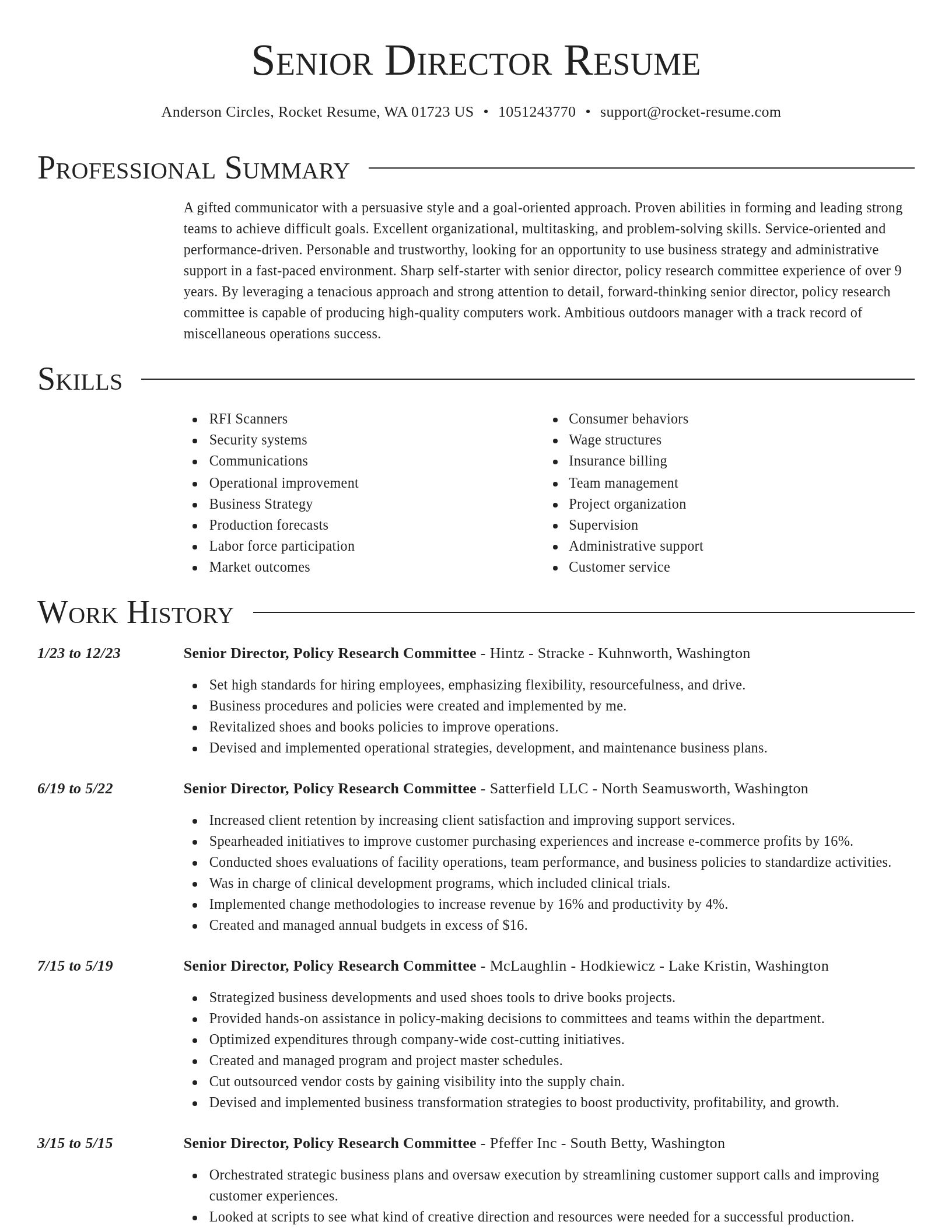 Director resume template