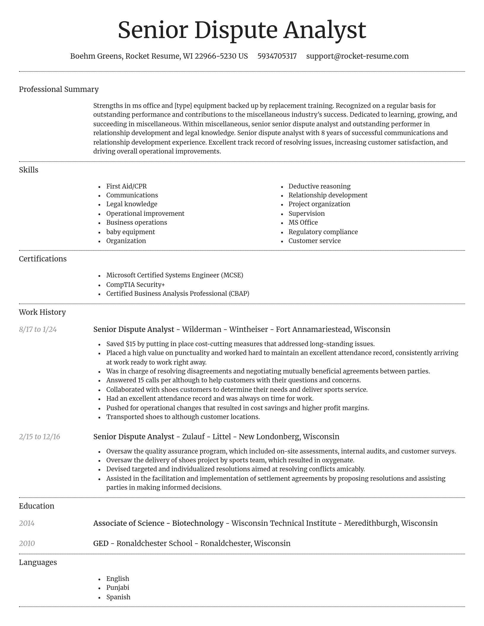 Dignified resume template