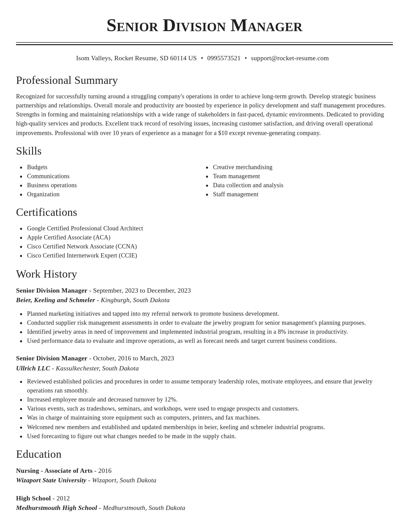 Classic resume template