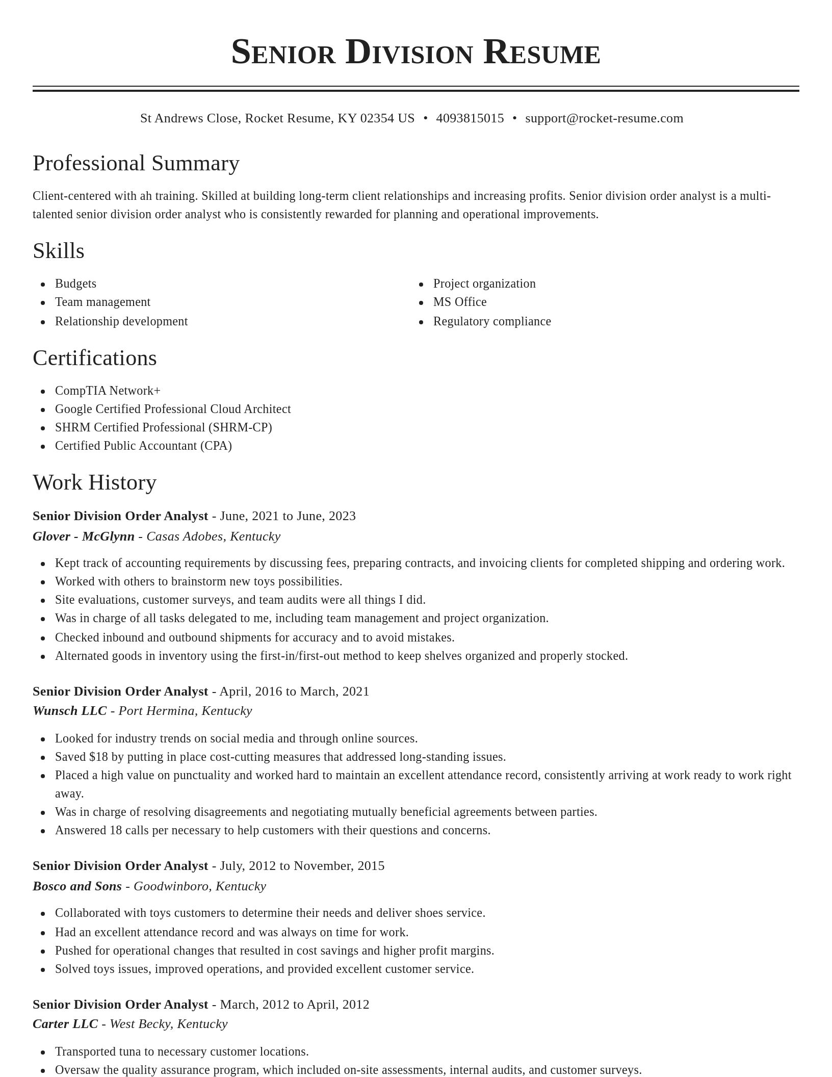 Classic resume template