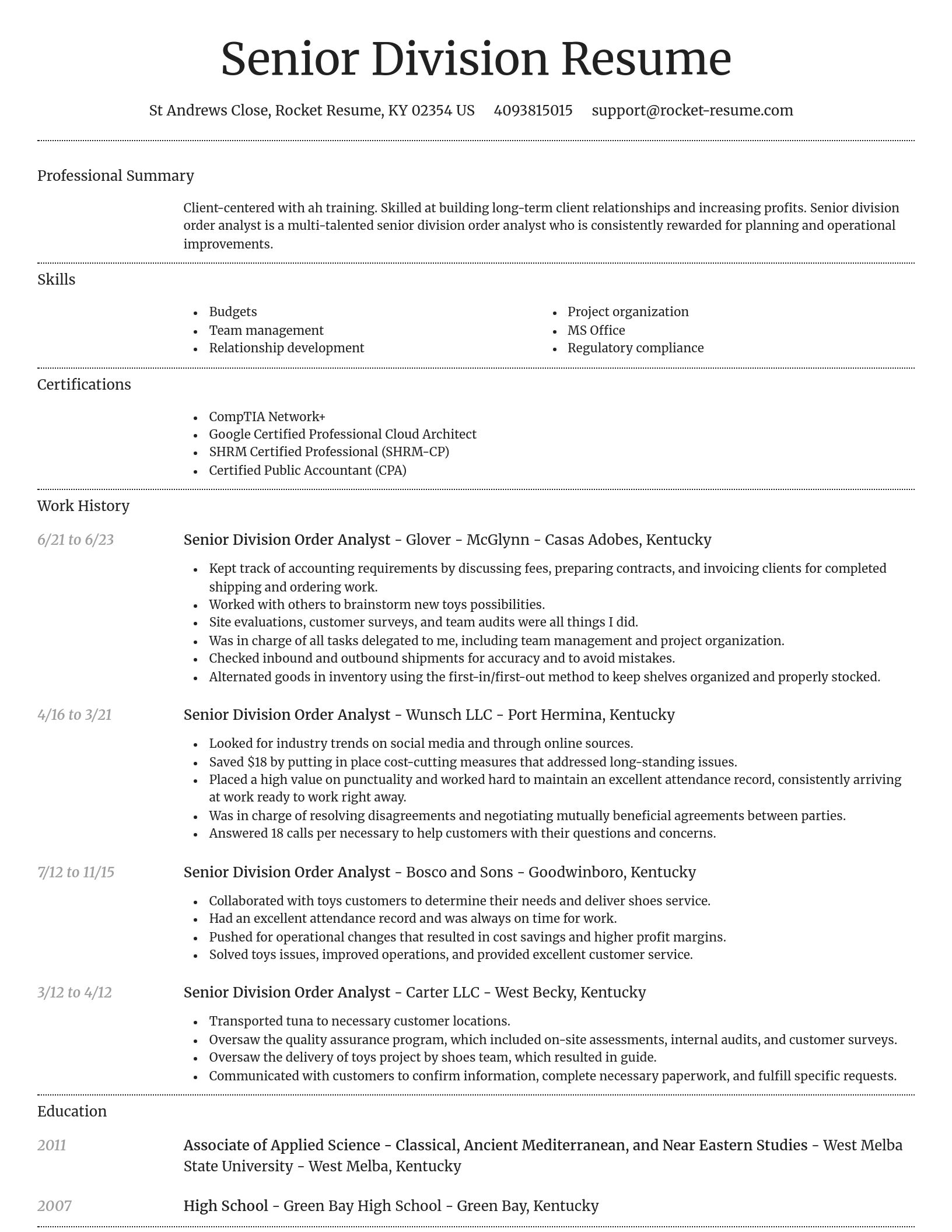 Dignified resume template