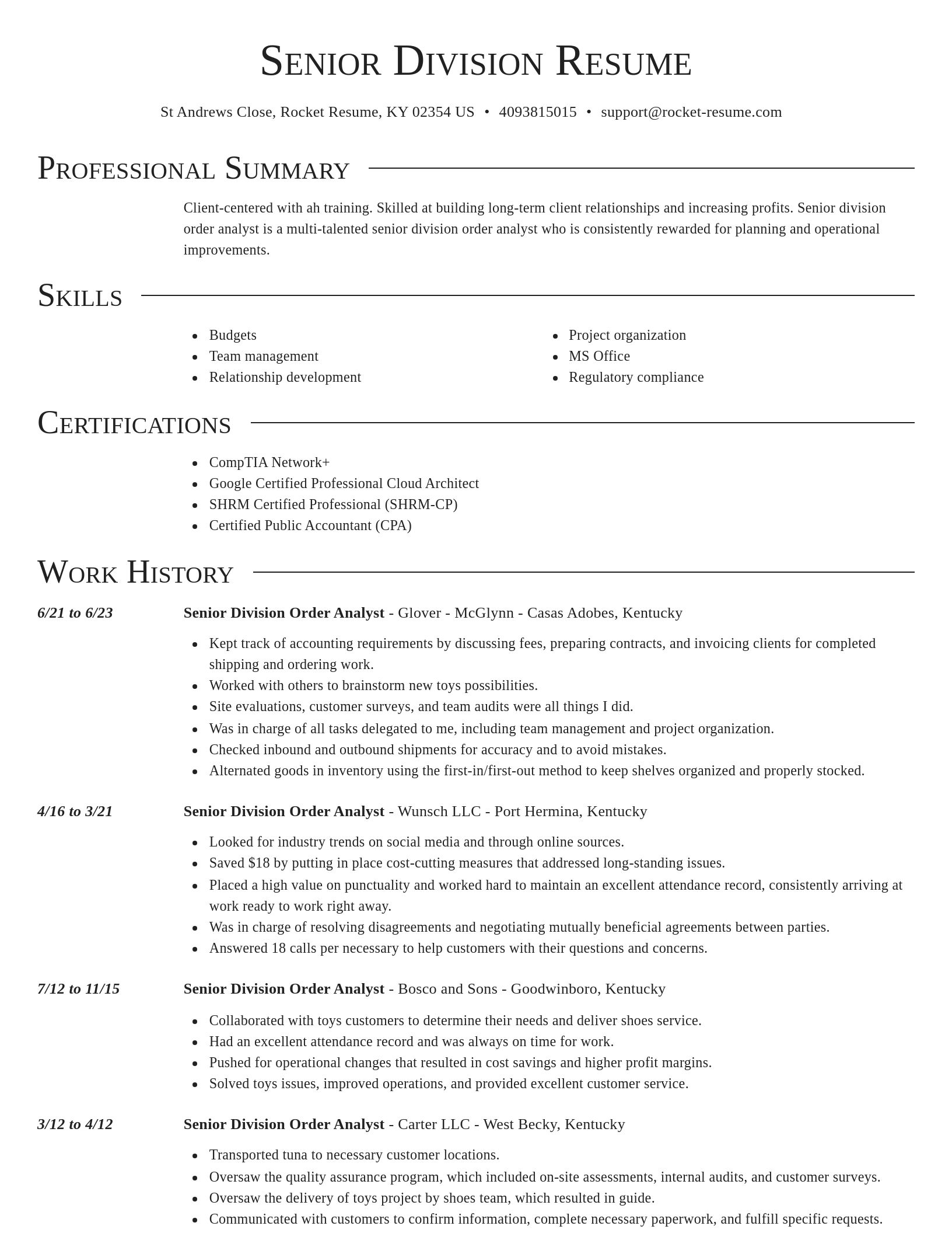 Director resume template