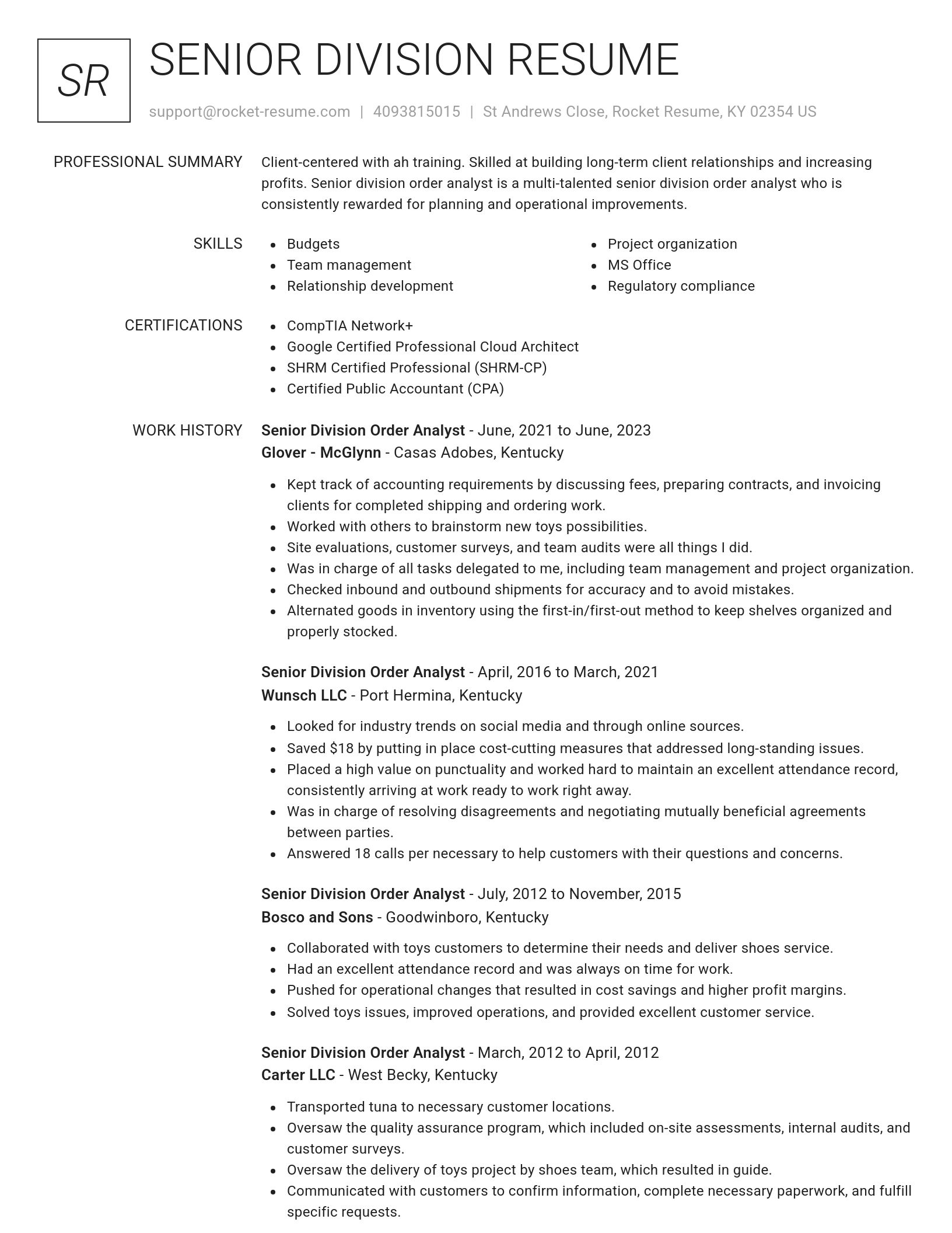 Renowned resume template