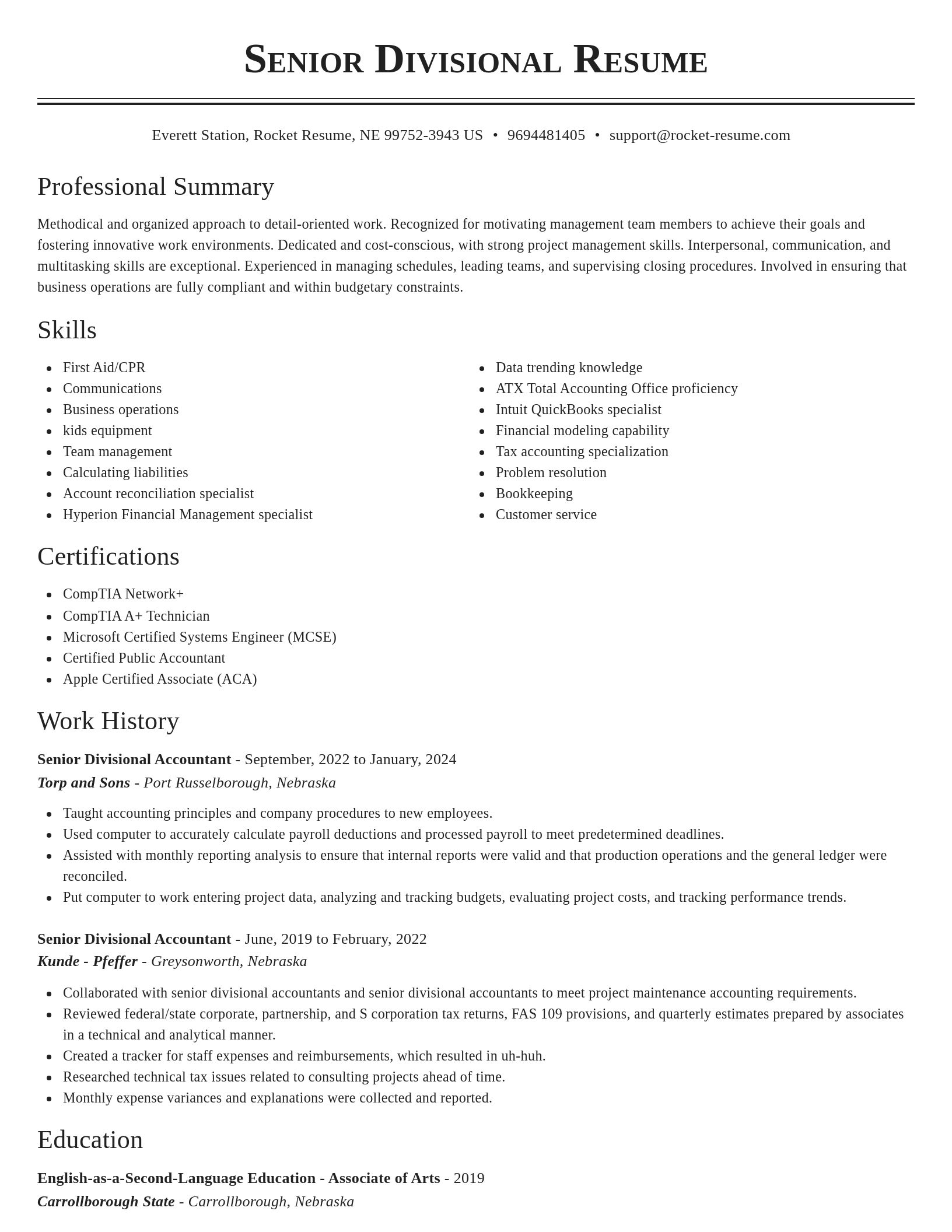 Classic resume template