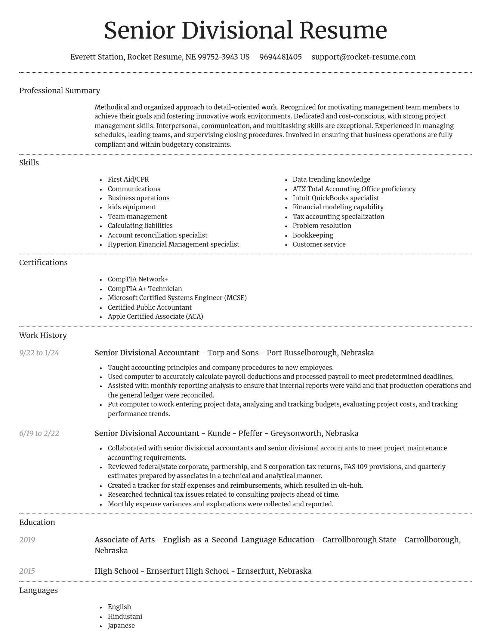 Dignified resume template
