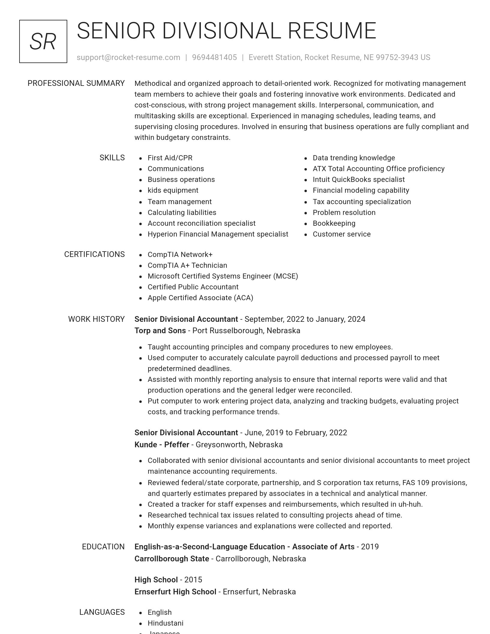 Renowned resume template