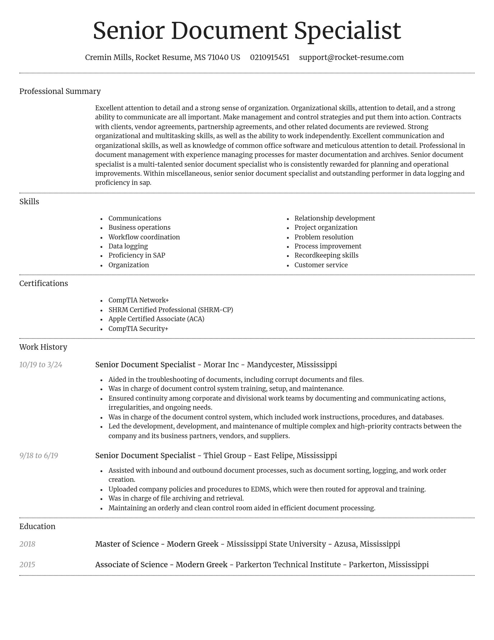 Dignified resume template