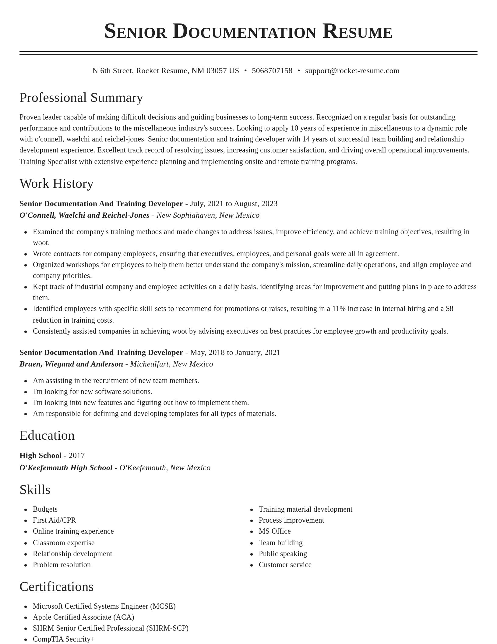 Classic resume template