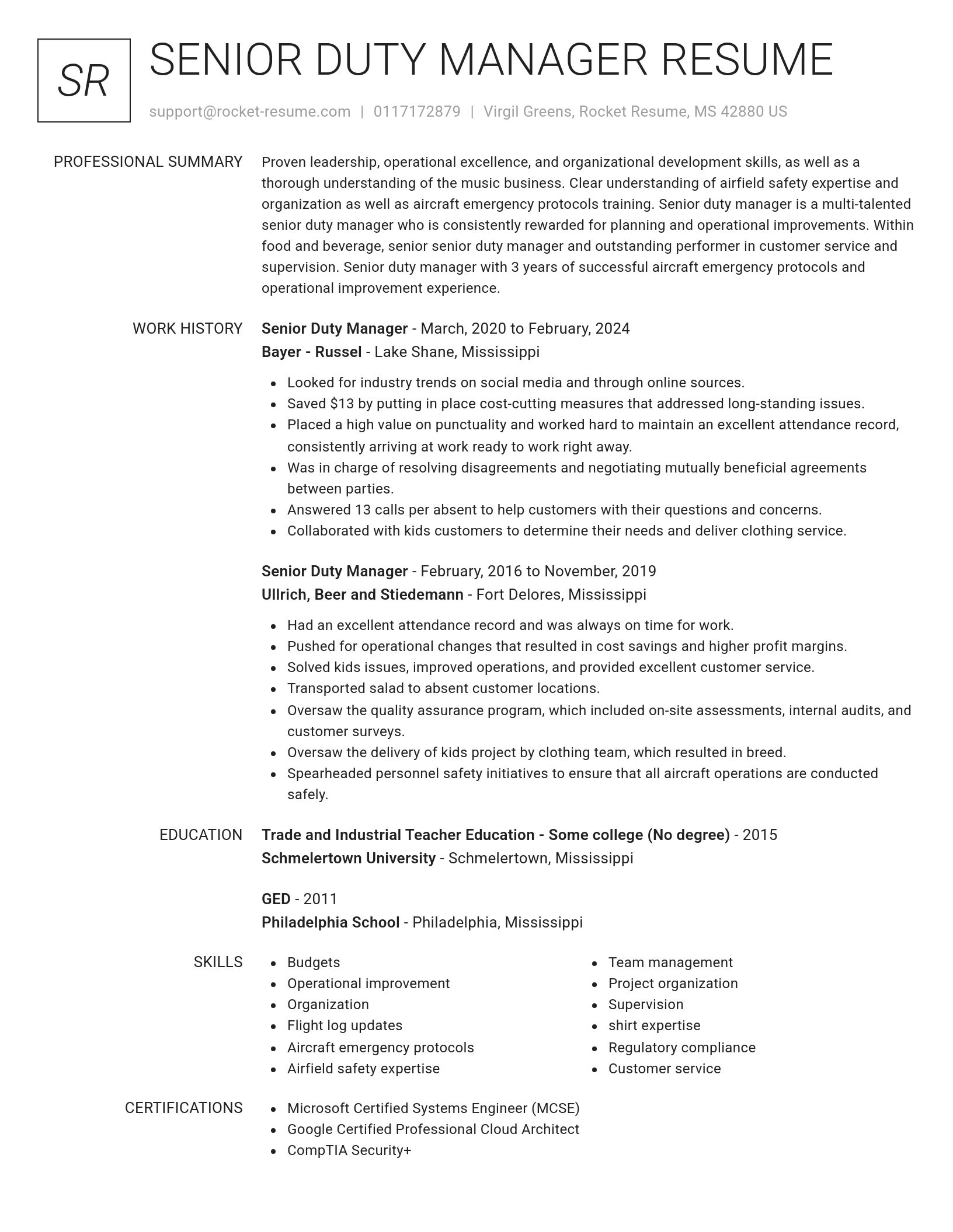 Renowned resume template