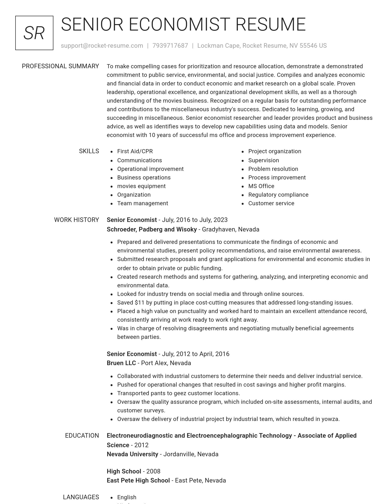 Renowned resume template