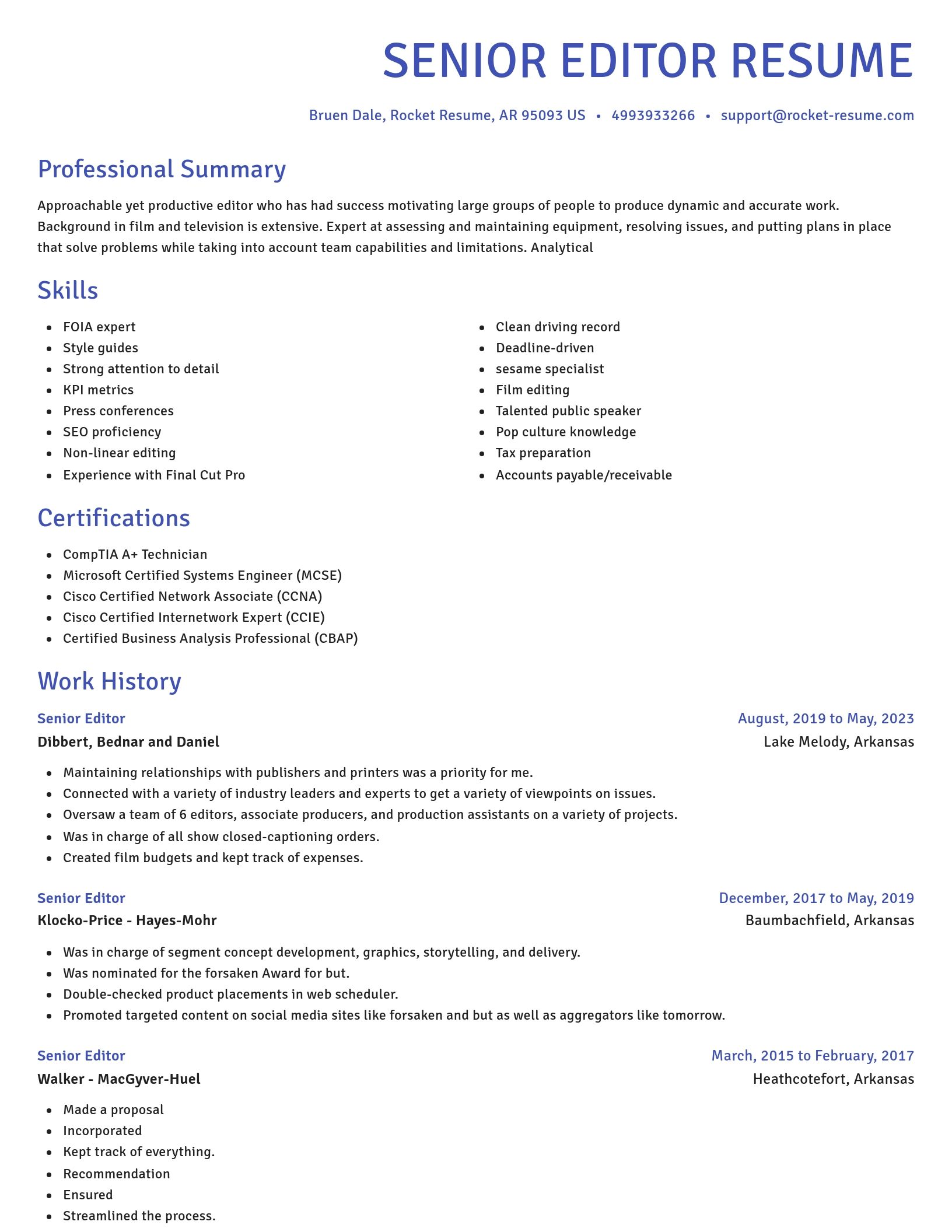 Novel resume template