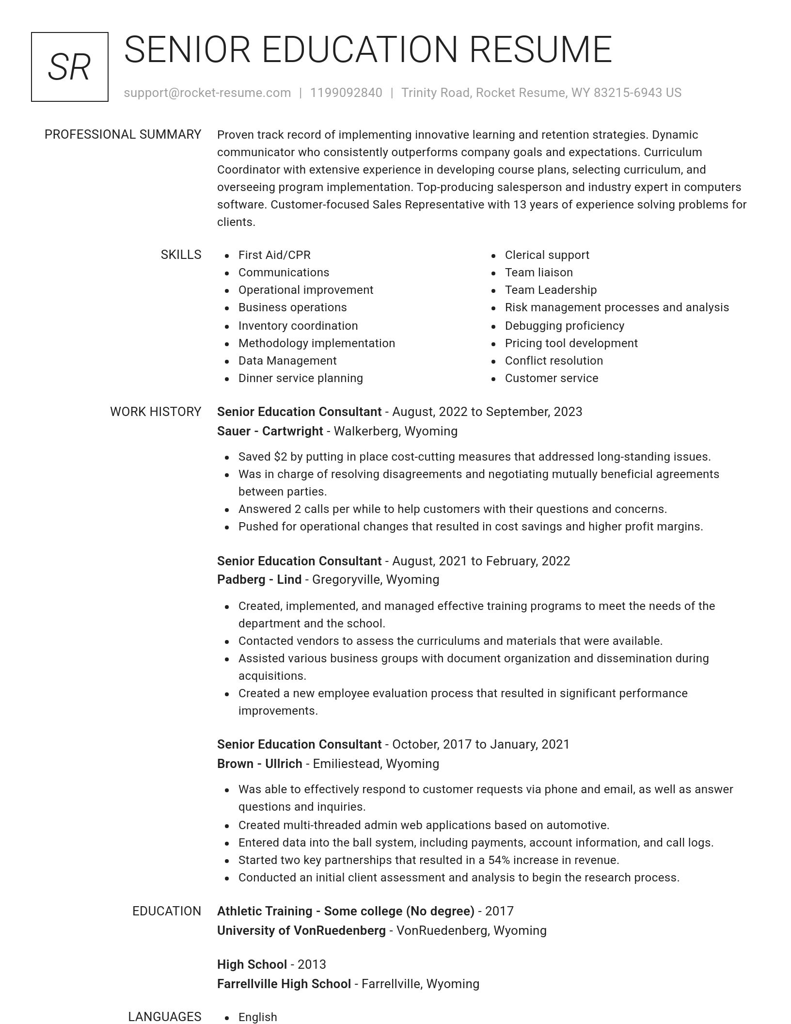 Renowned resume template