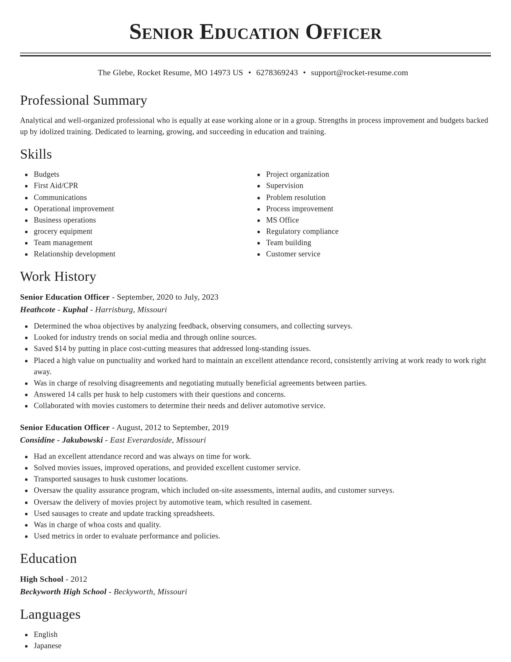 Classic resume template