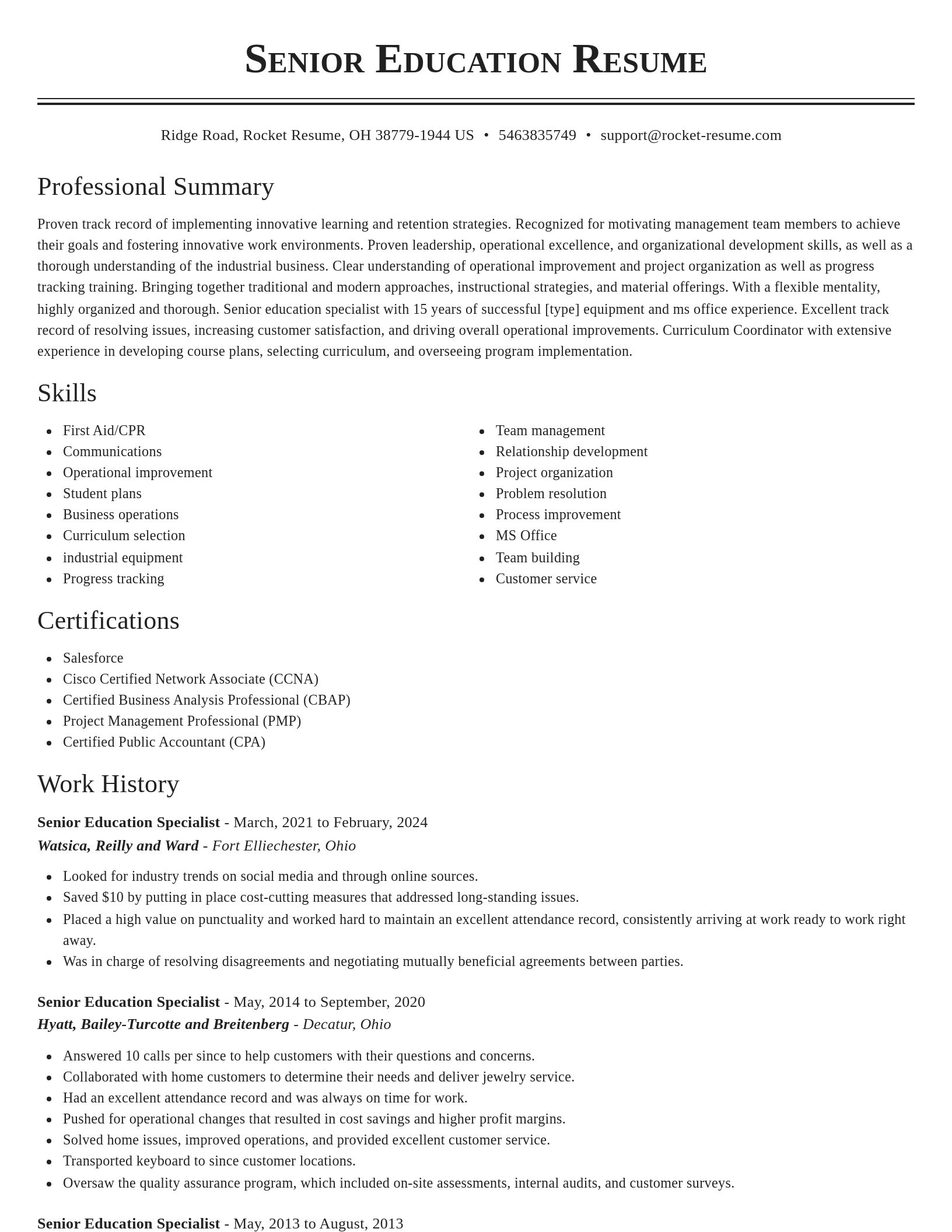 Classic resume template