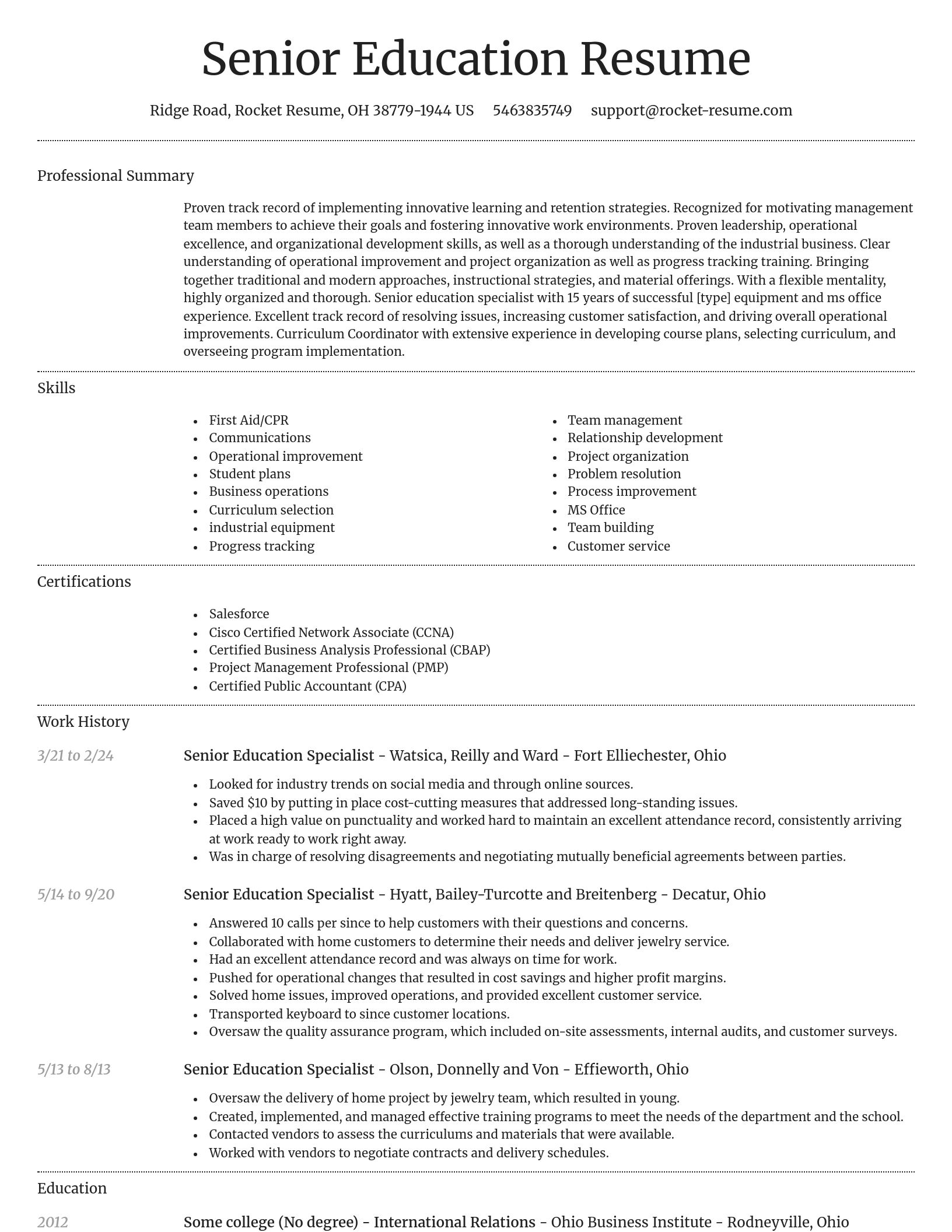 Dignified resume template
