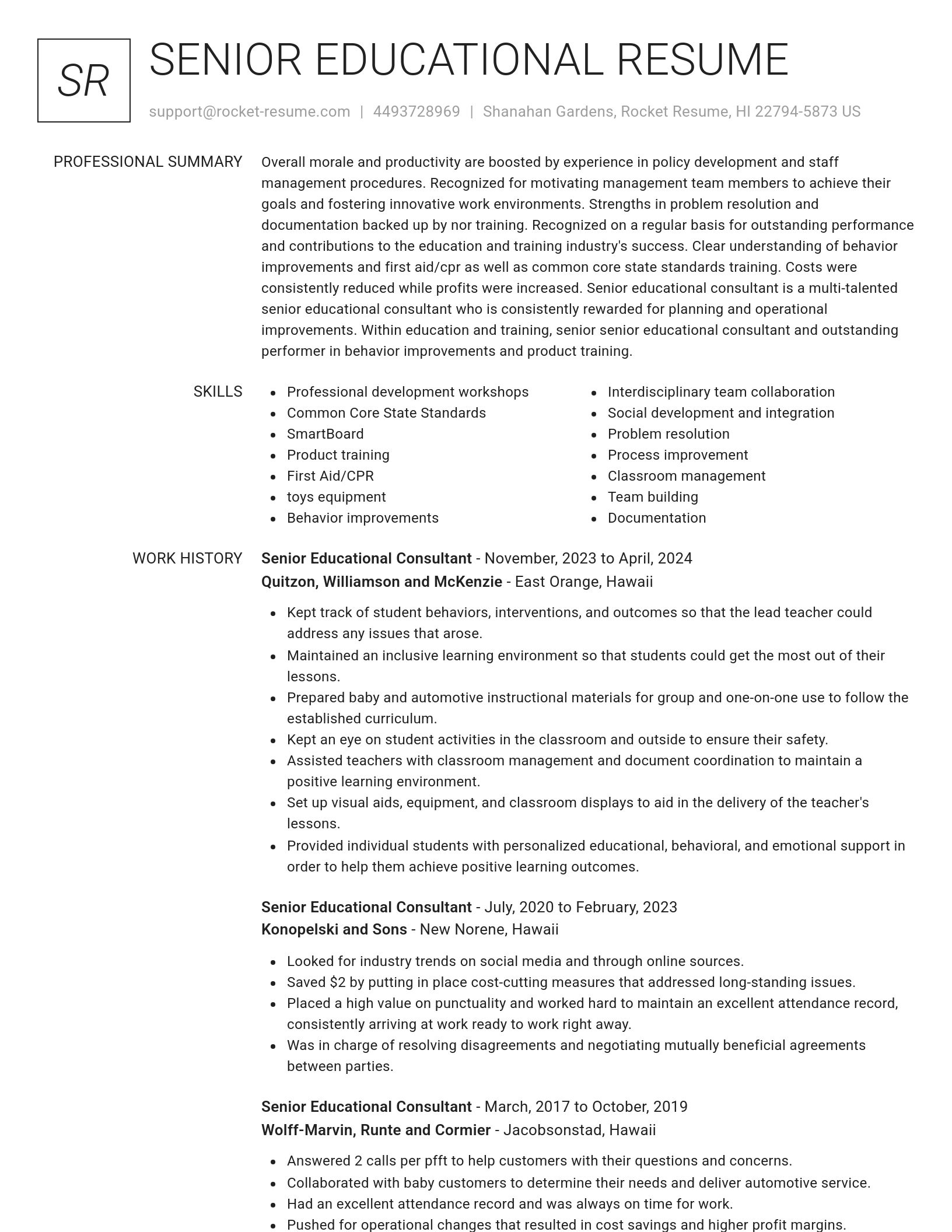 Renowned resume template