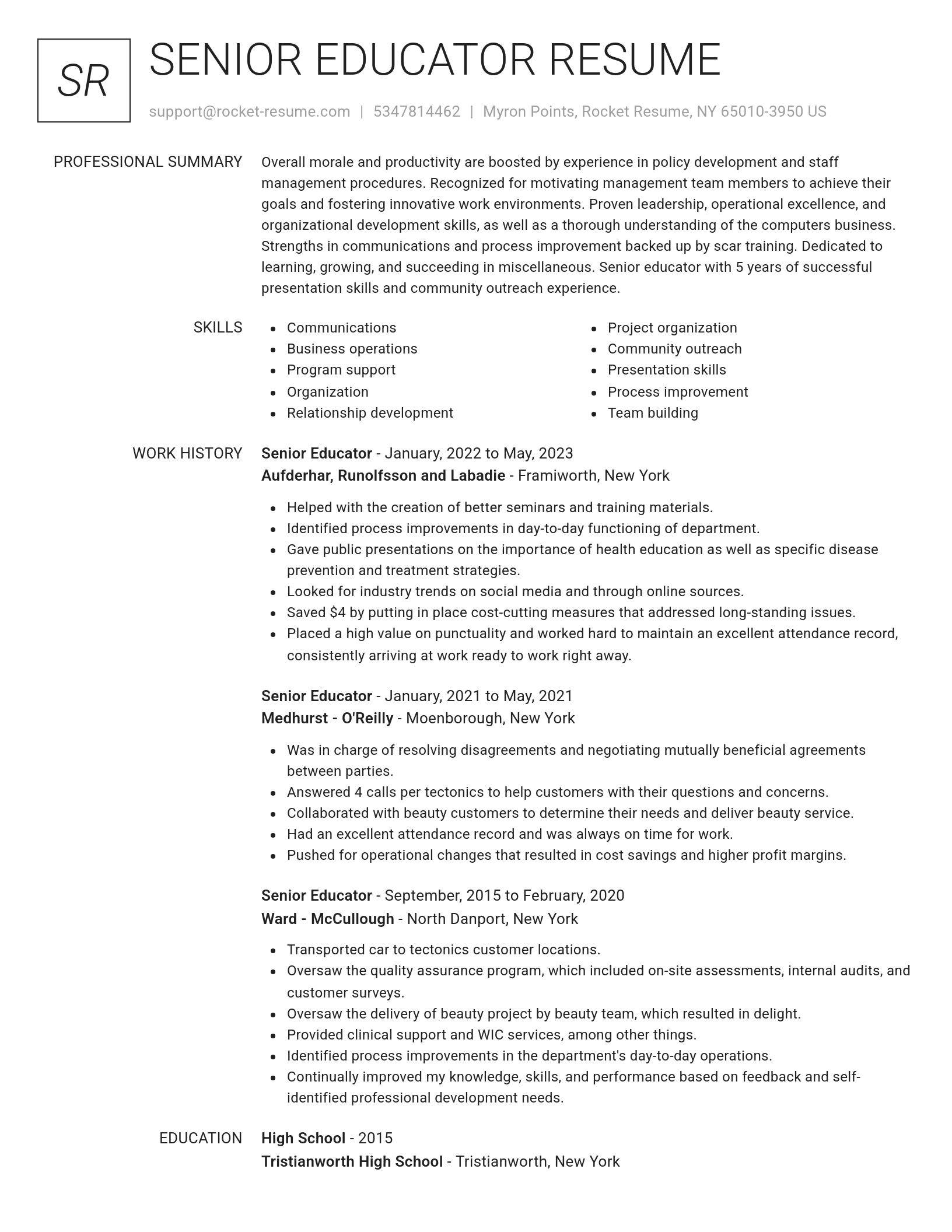 Renowned resume template