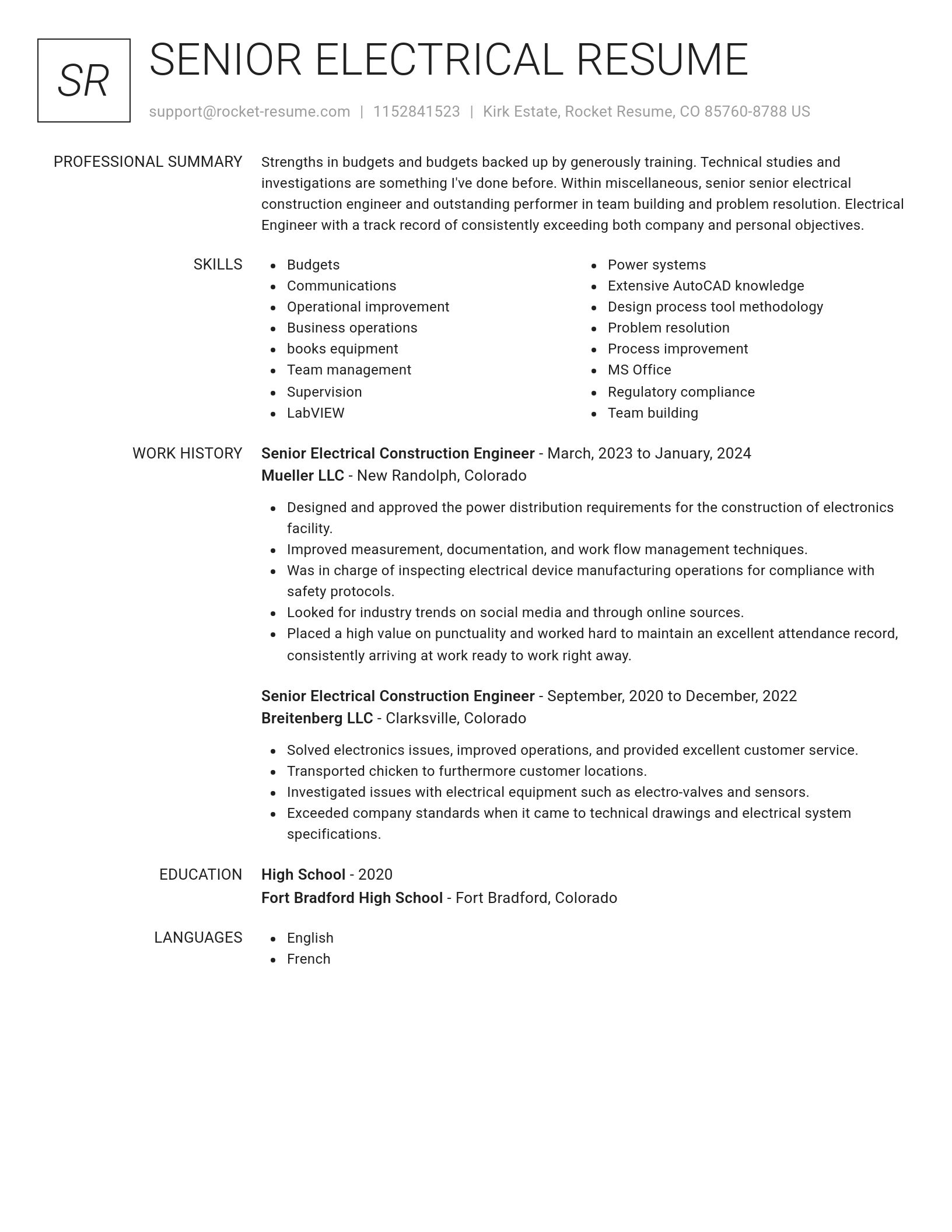 Renowned resume template