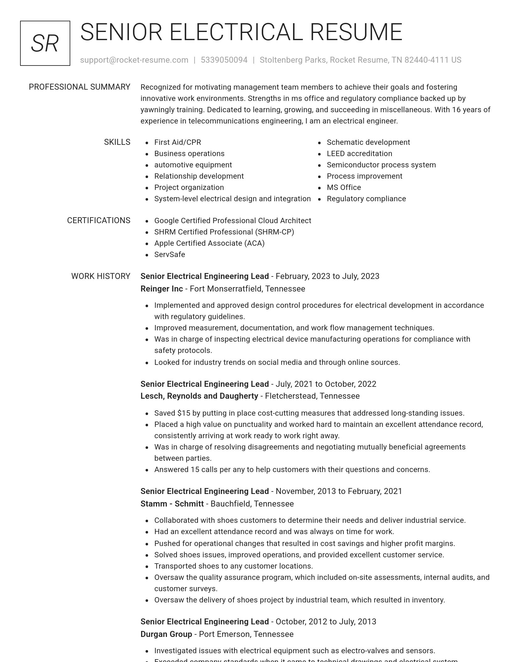 Renowned resume template