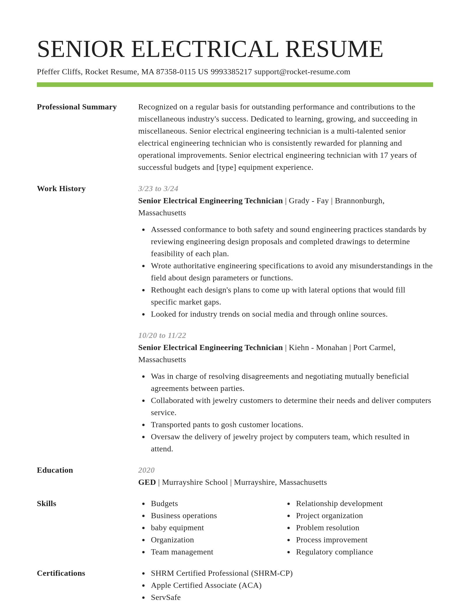Smart resume template