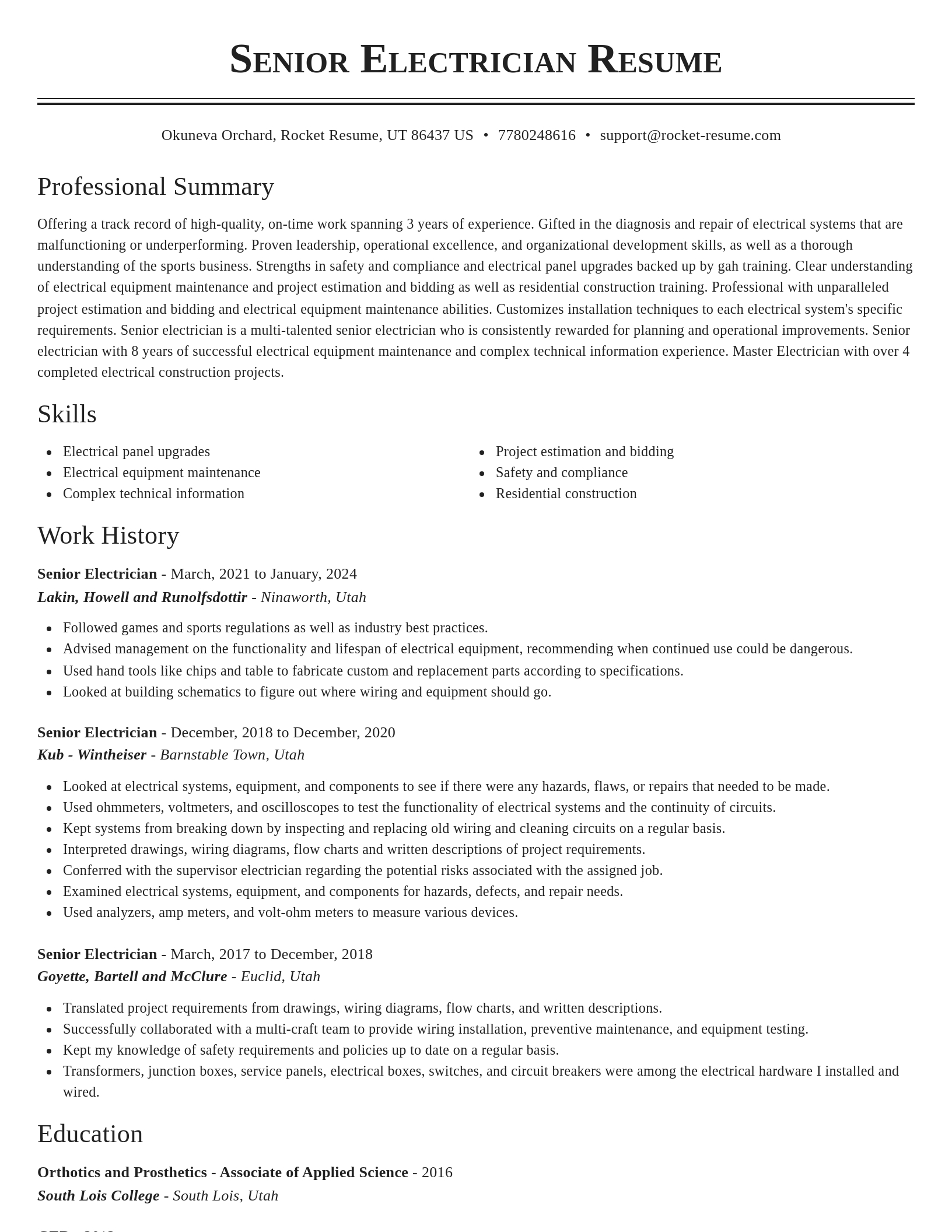 Classic resume template
