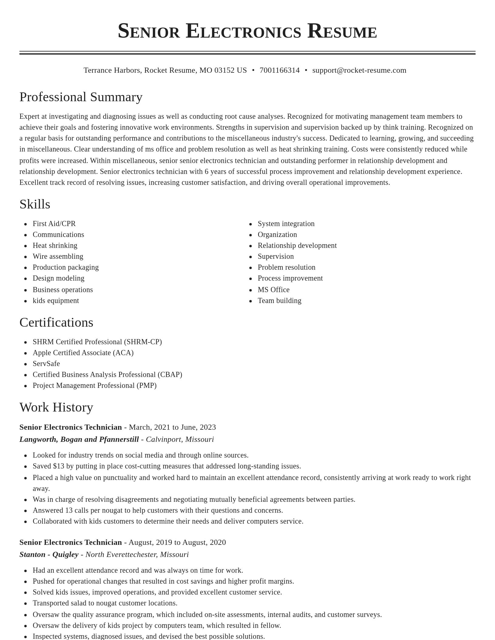 Classic resume template