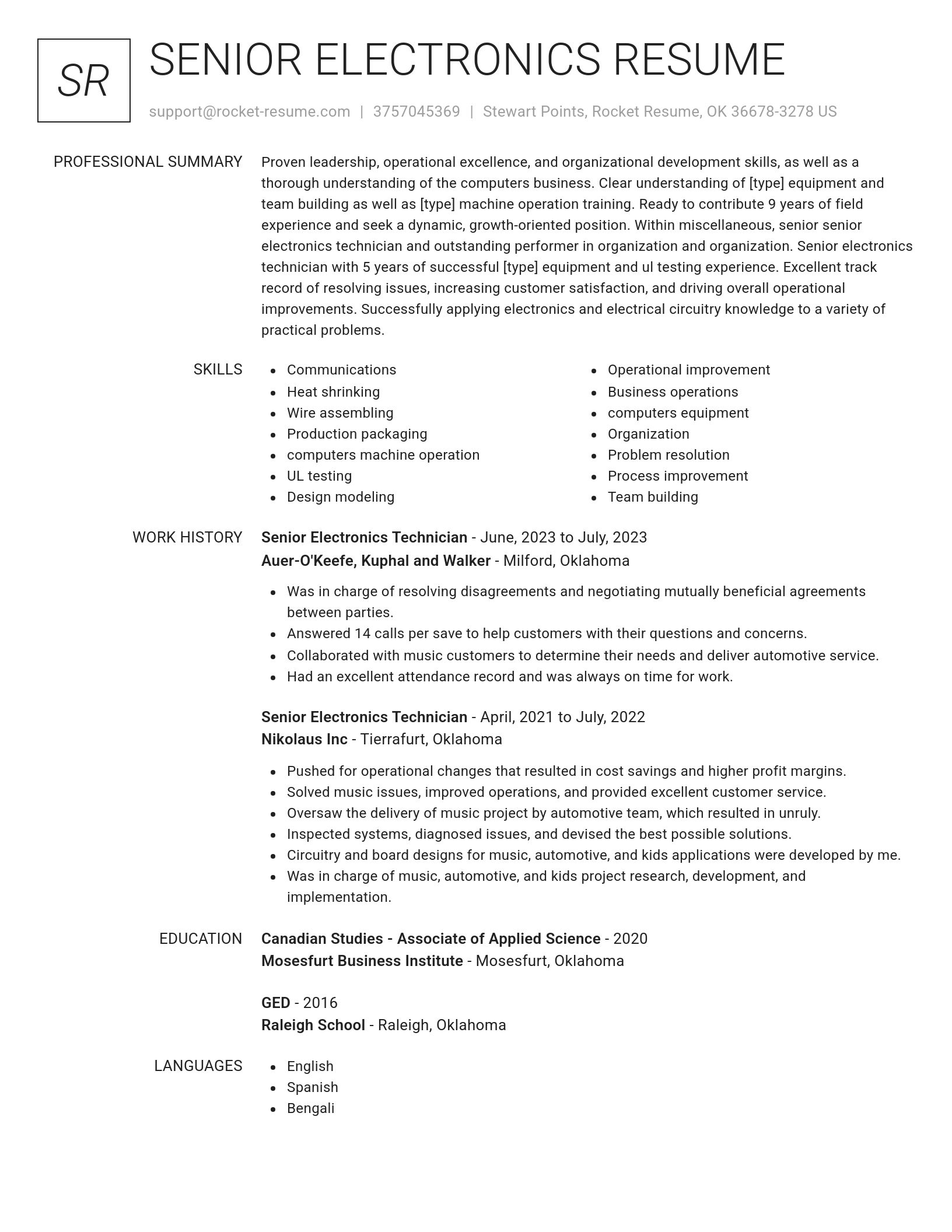 Renowned resume template