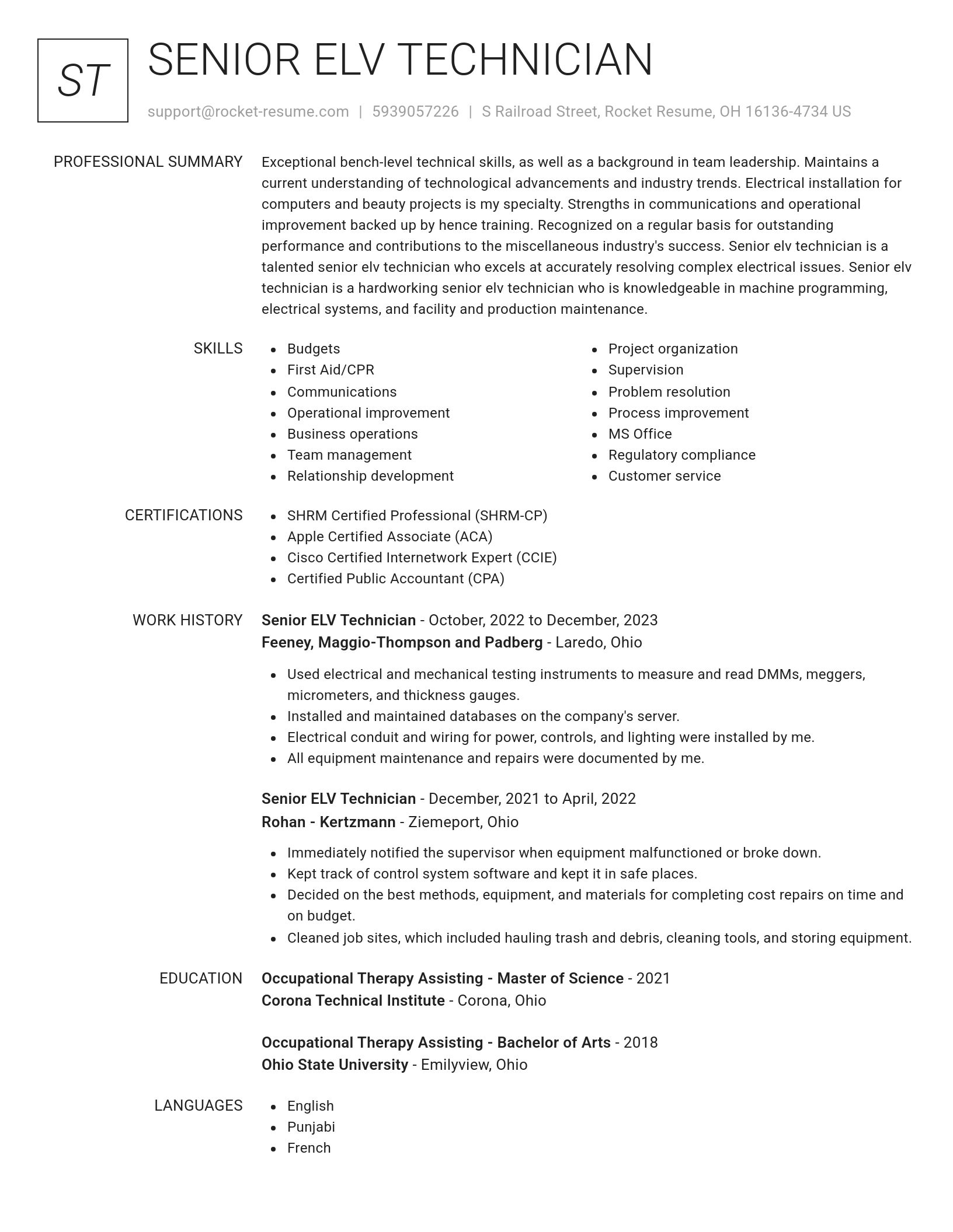 Renowned resume template