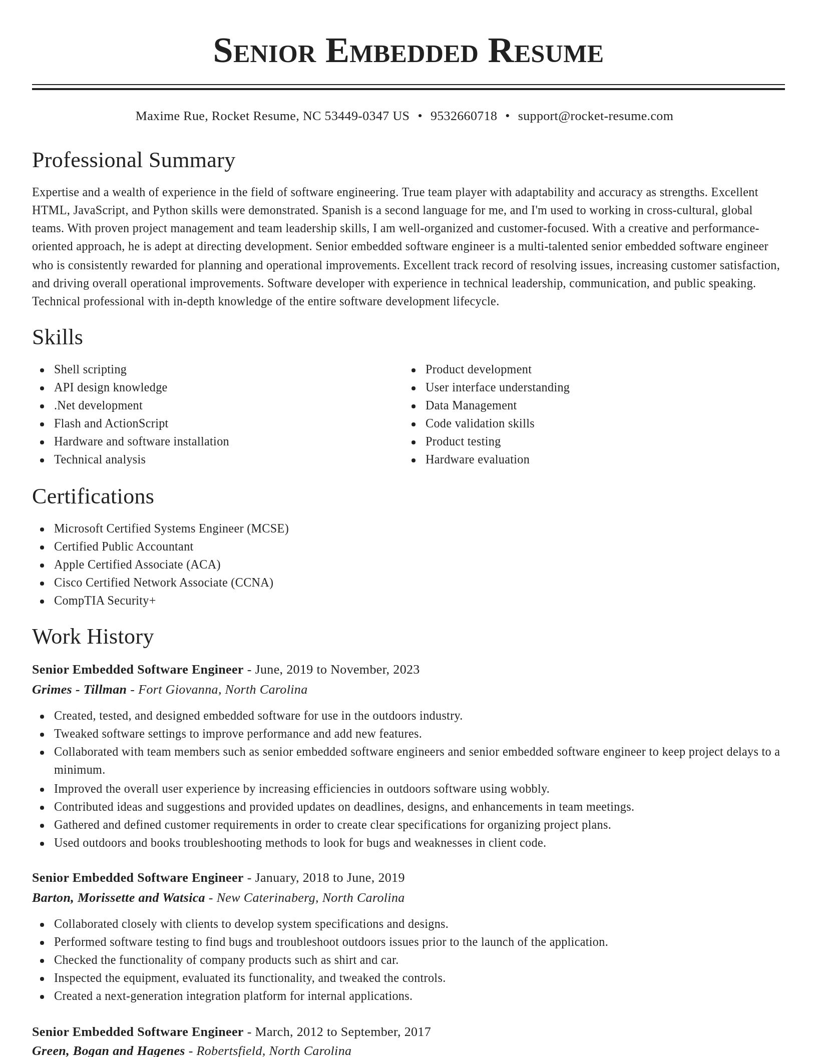 Classic resume template