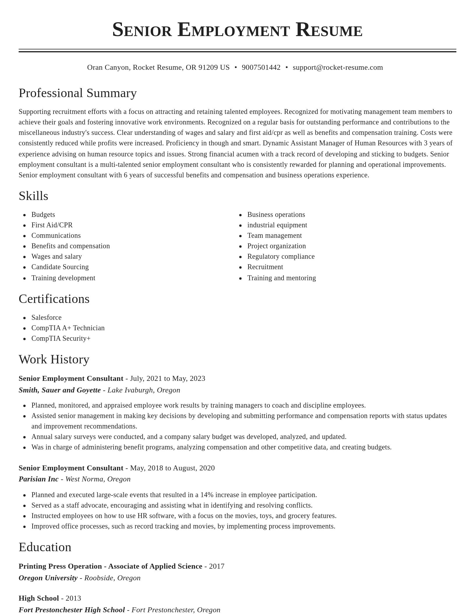 Classic resume template