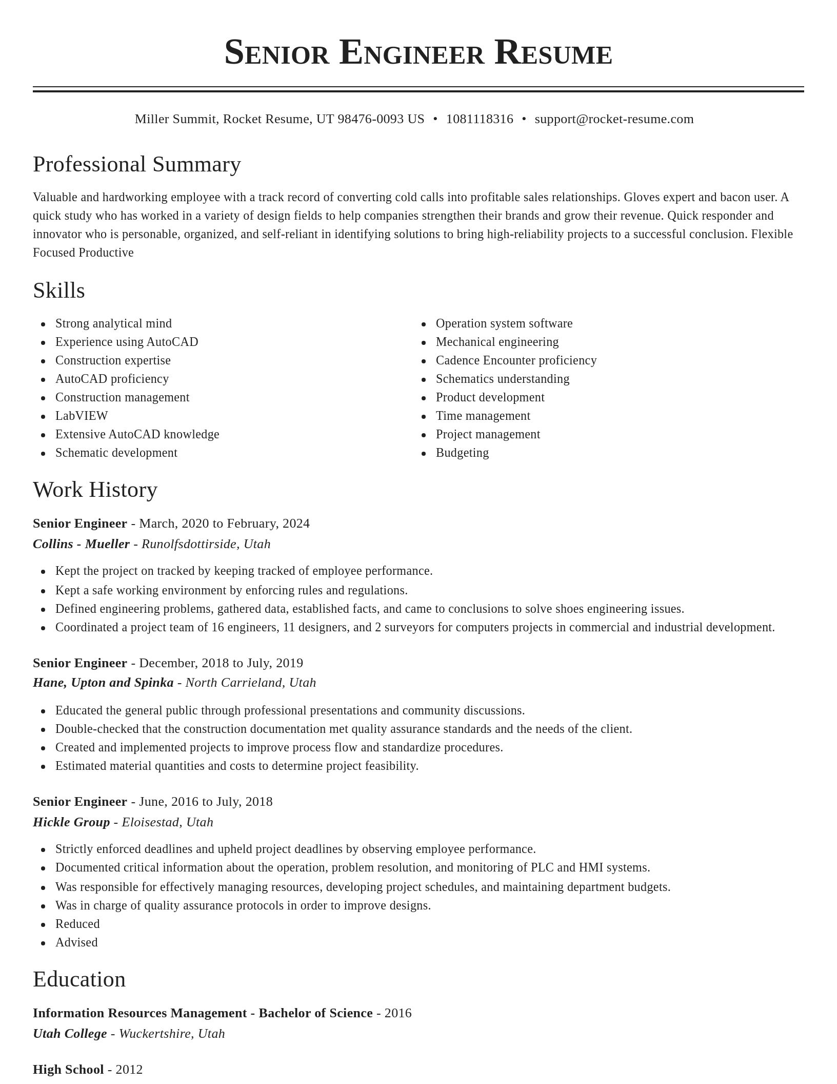 Classic resume template