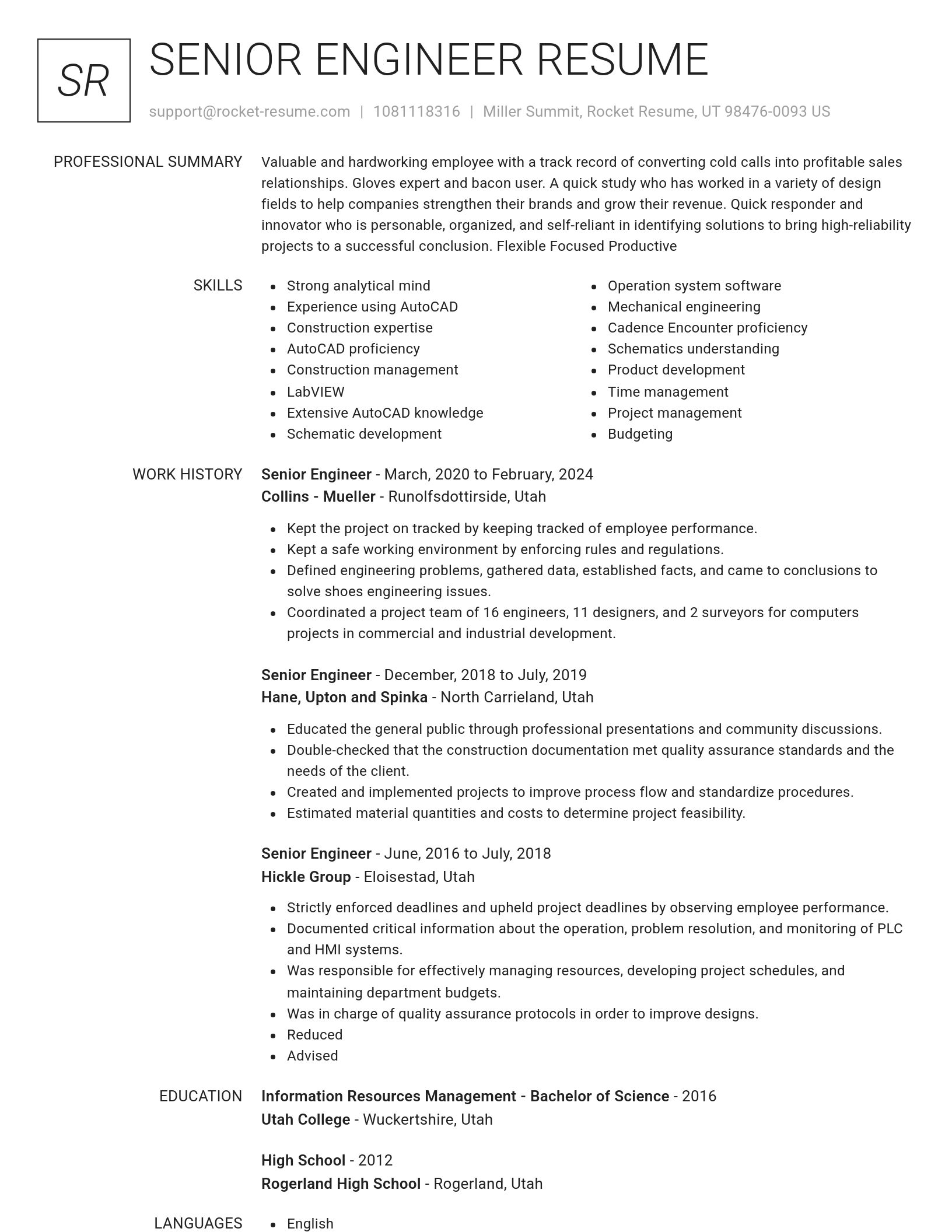 Renowned resume template