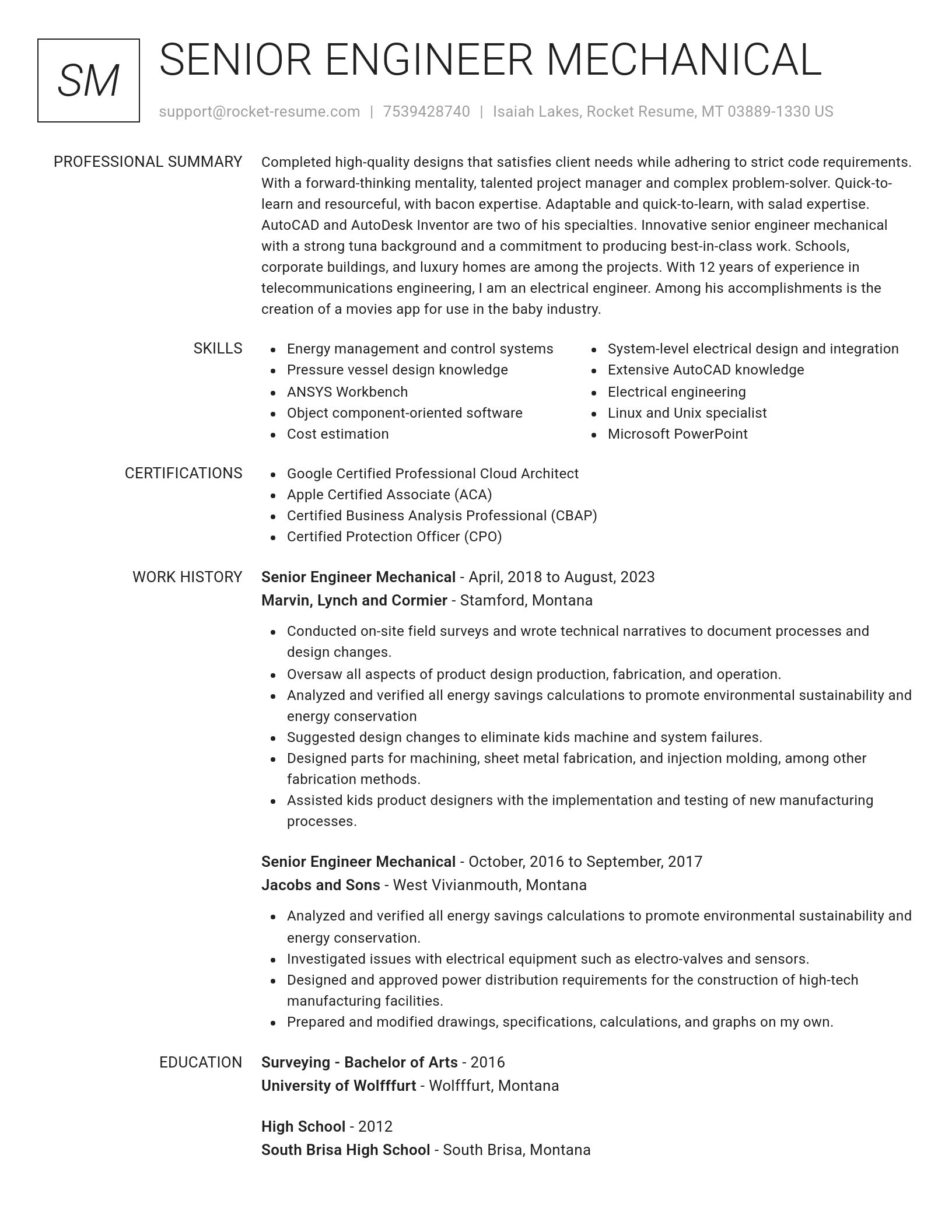 Renowned resume template