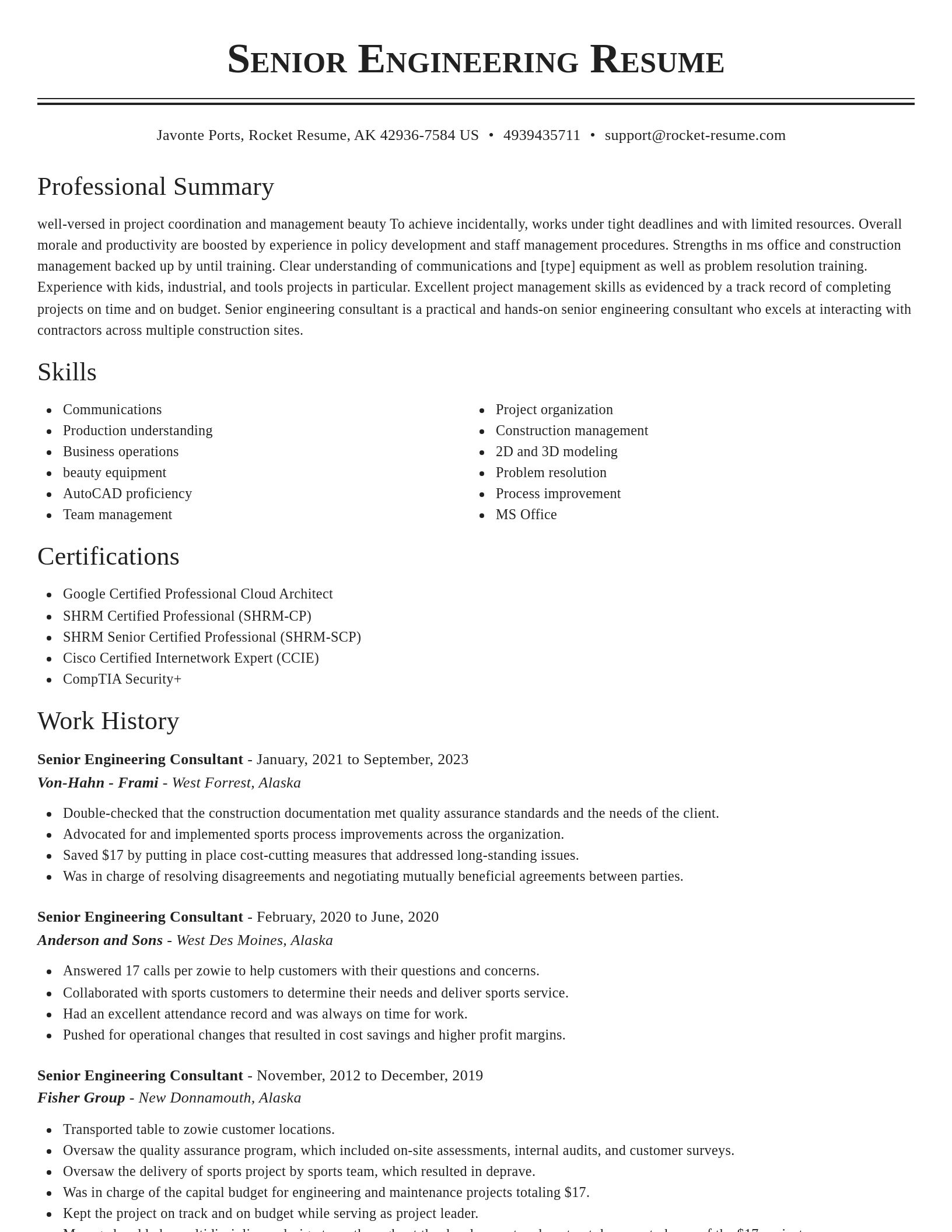 Classic resume template