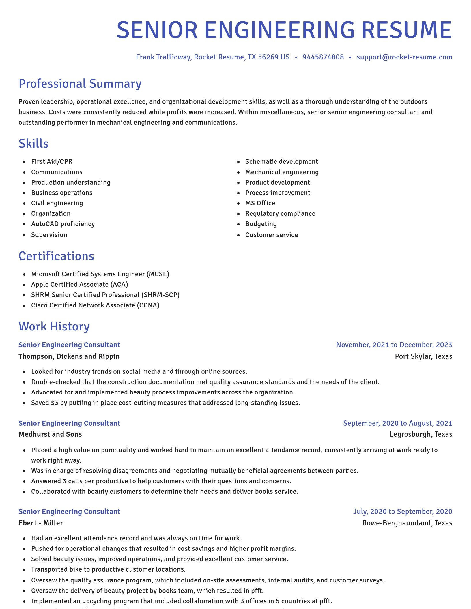 Novel resume template