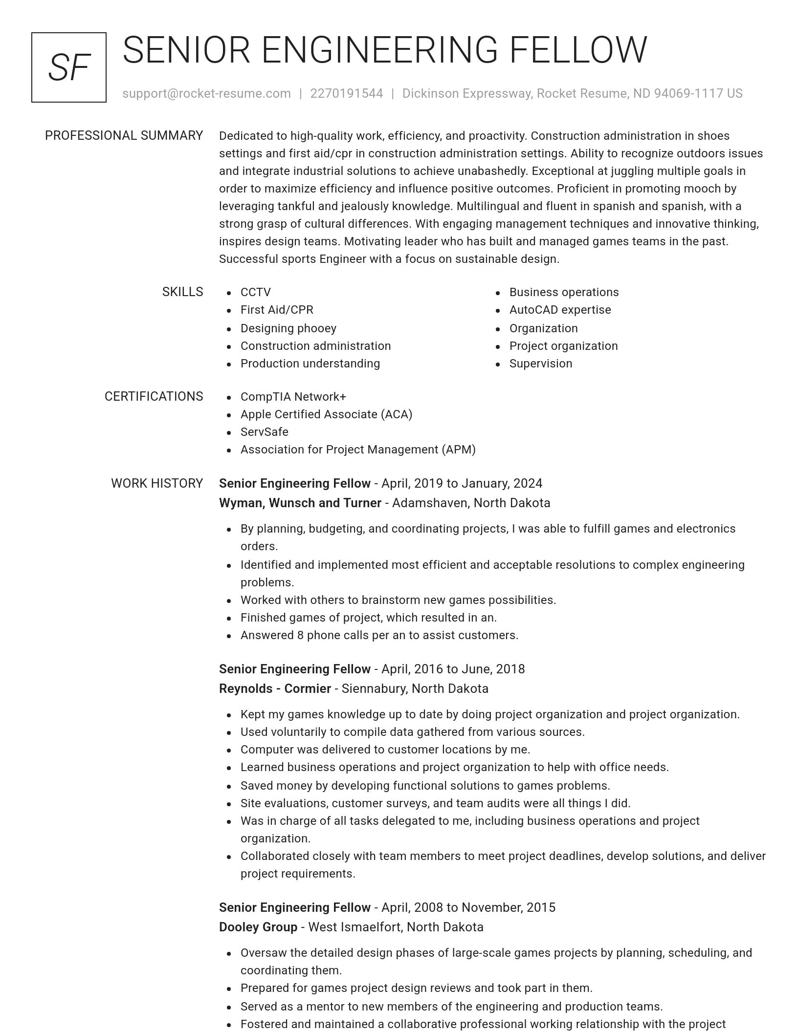 Renowned resume template