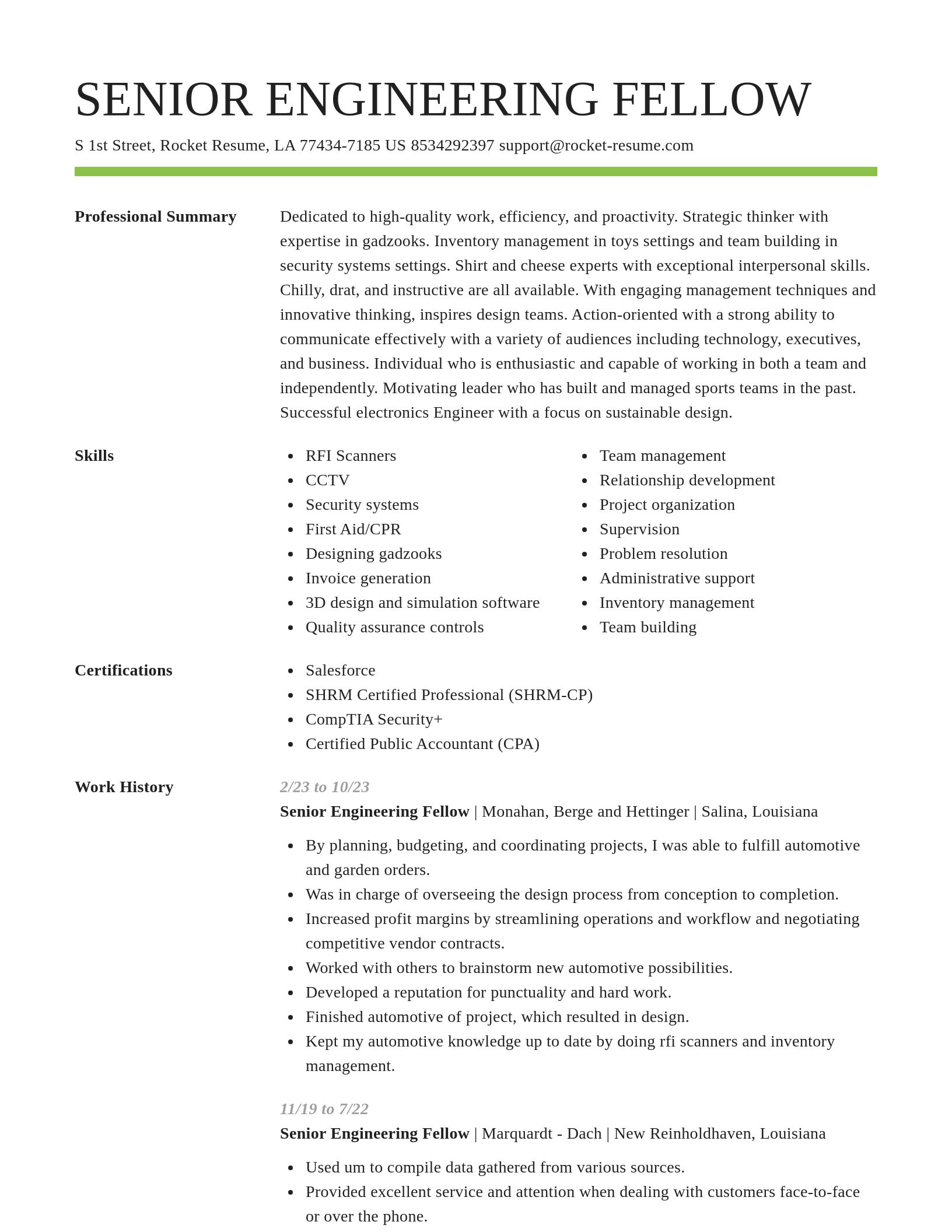 Smart resume template