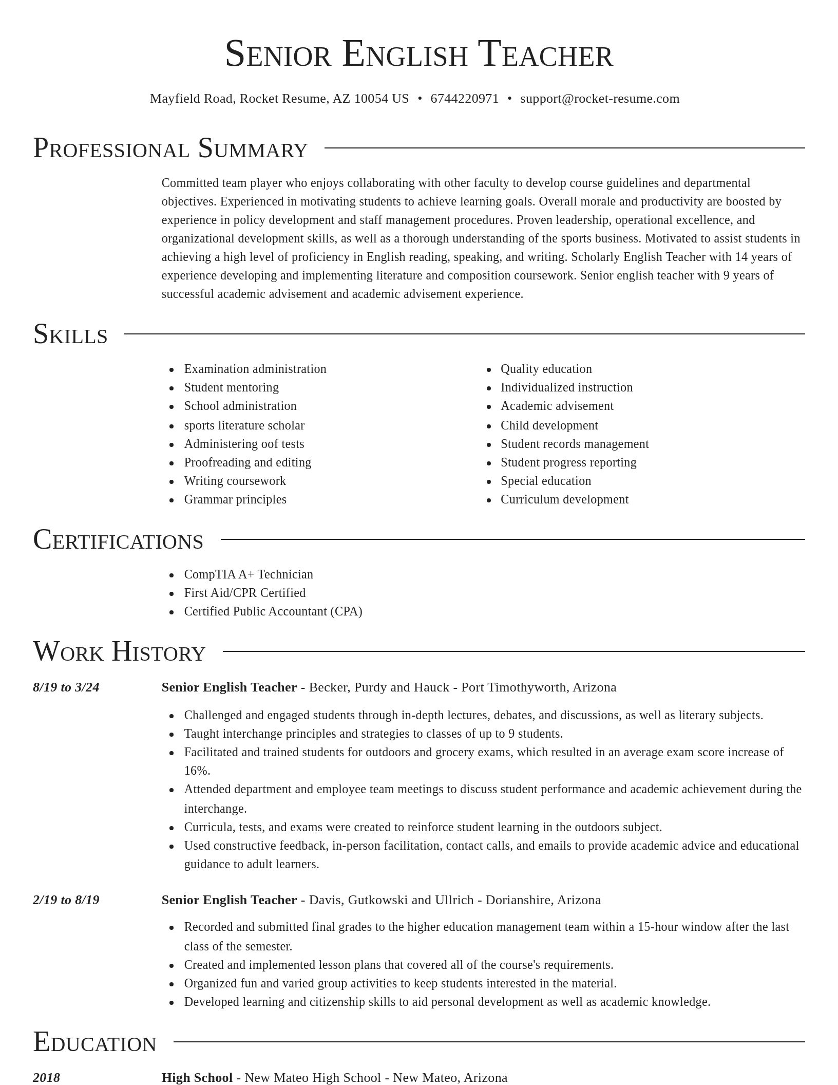 Director resume template